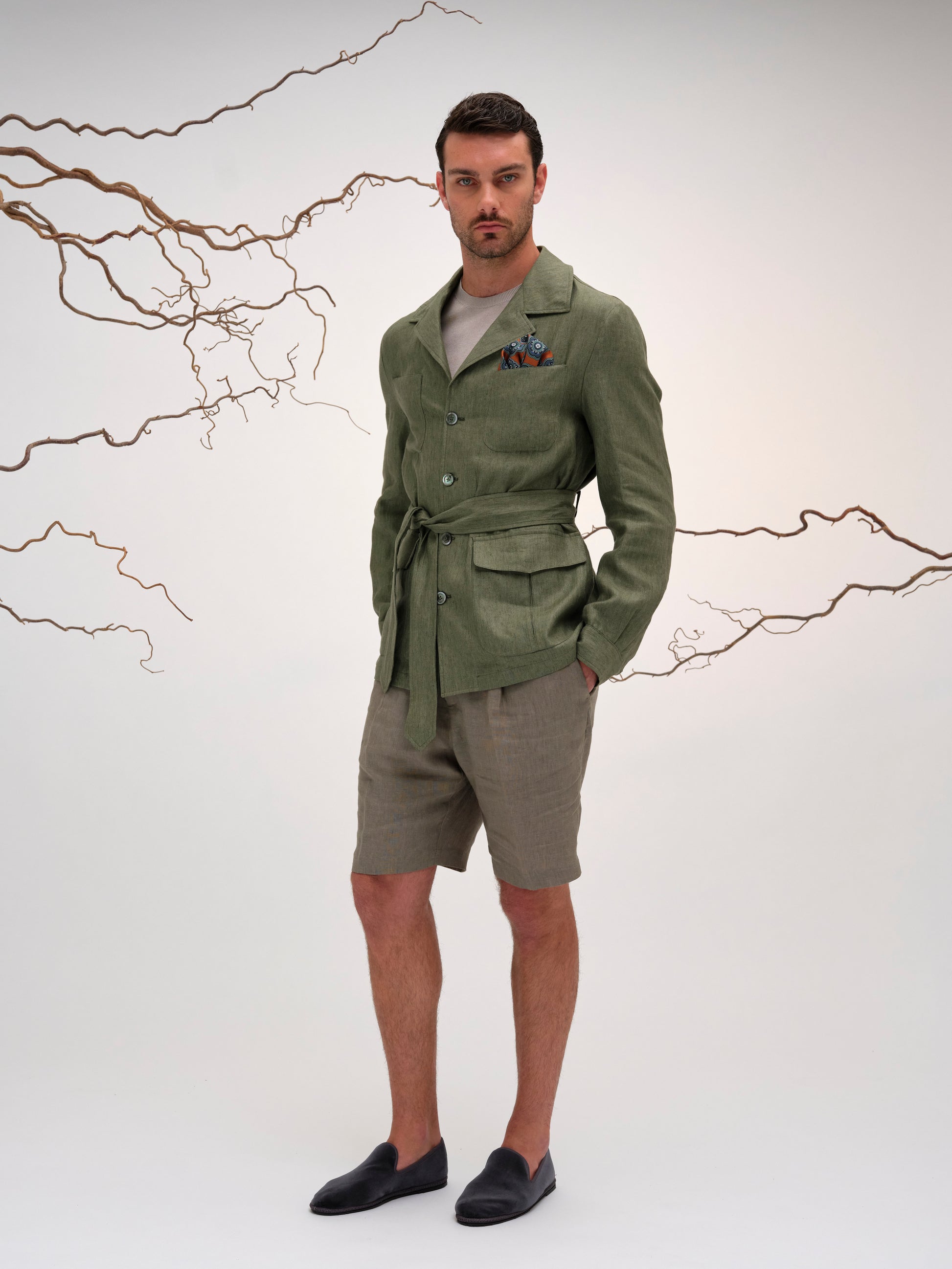 TOMMASO BERMUDA LINEN GREEN