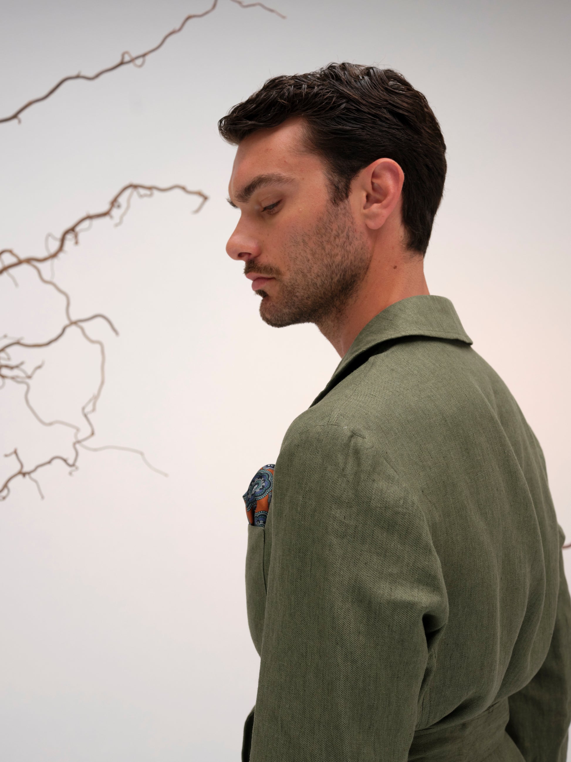 DANTE SAFARI JACKET LINEN OLIVE GREEN