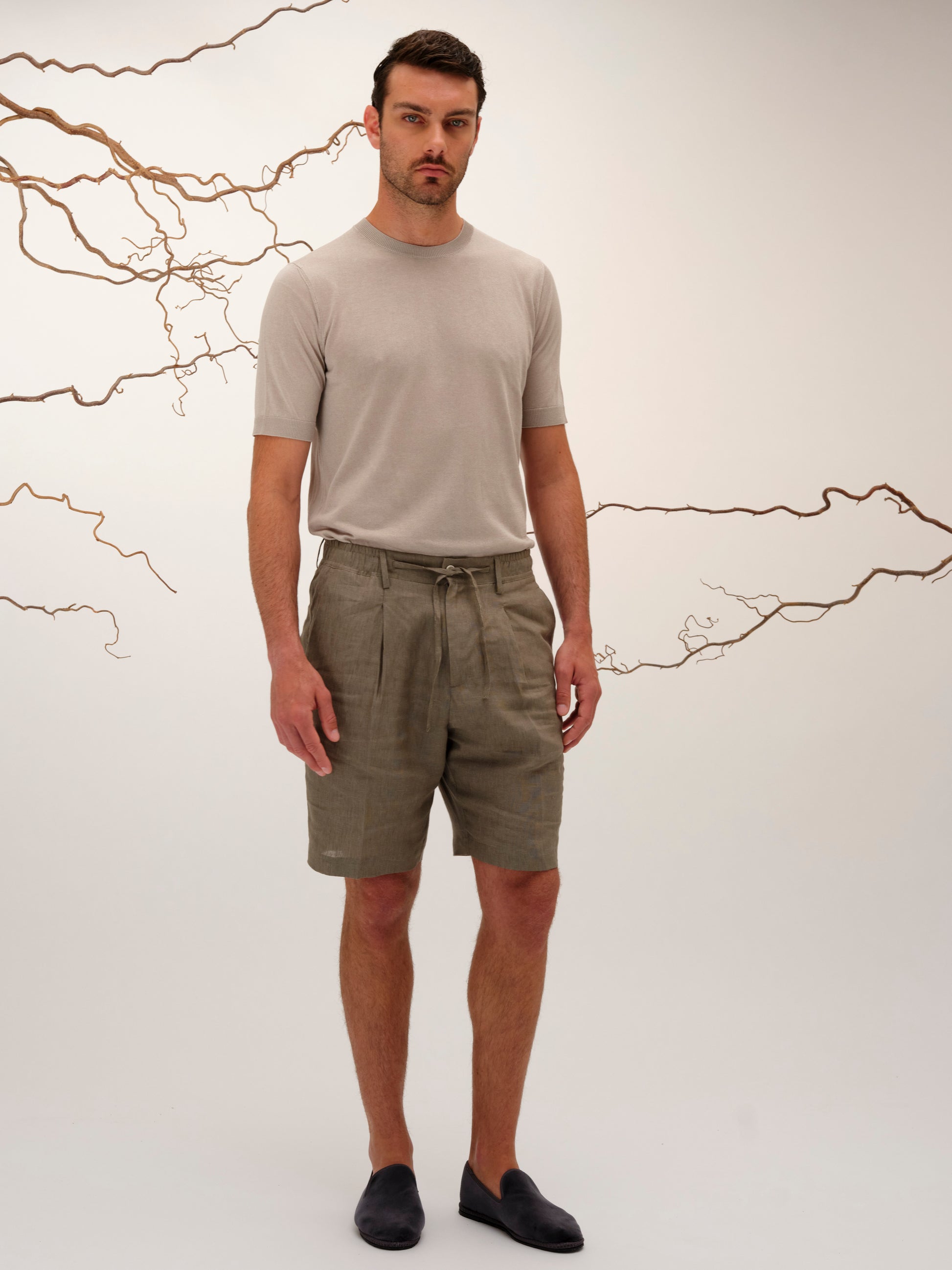 LUCA CLASSY TSHIRT COTTON AND SILK PEARL GREY