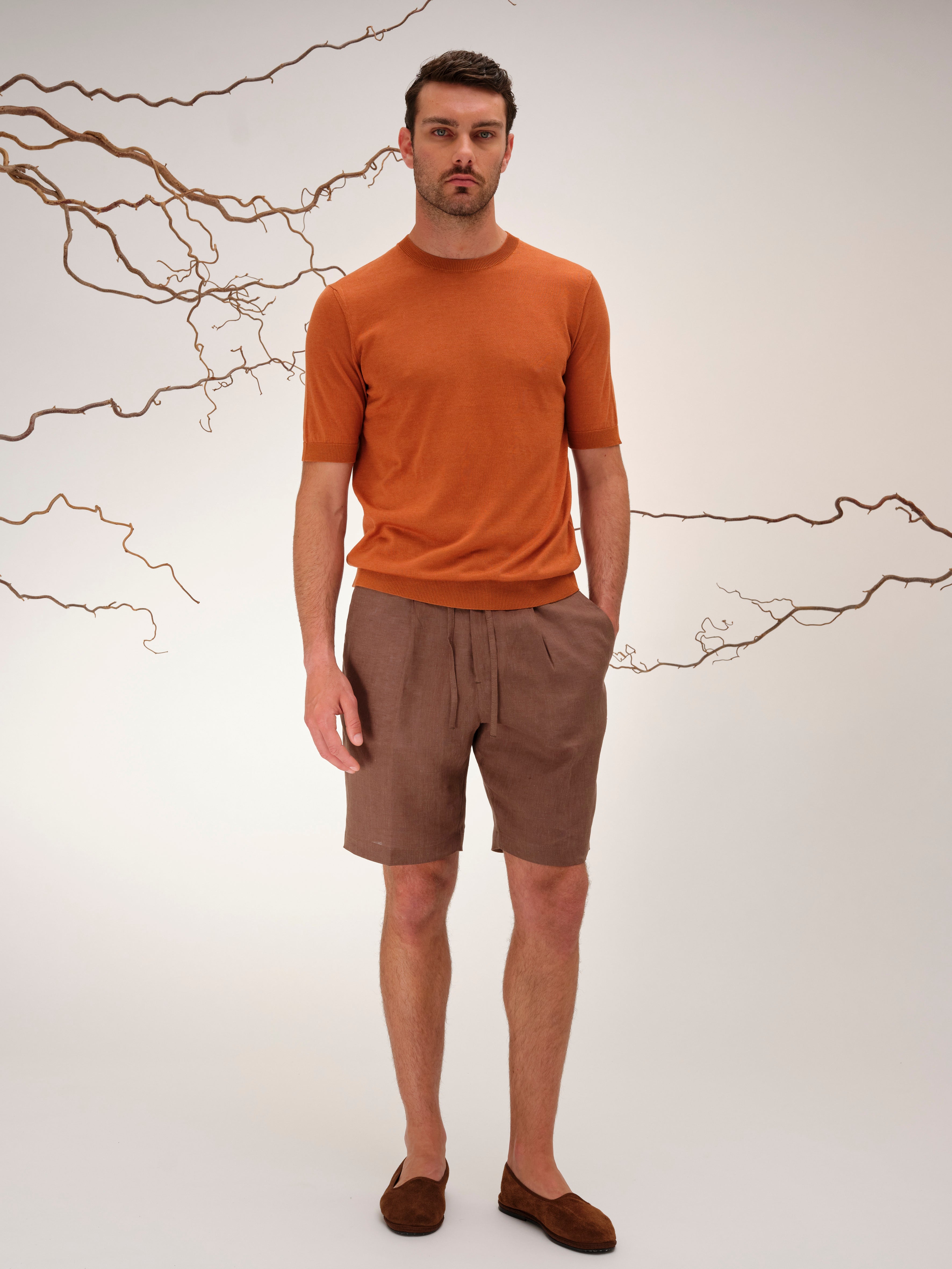 TOMMASO BERMUDA LINEN BROWN