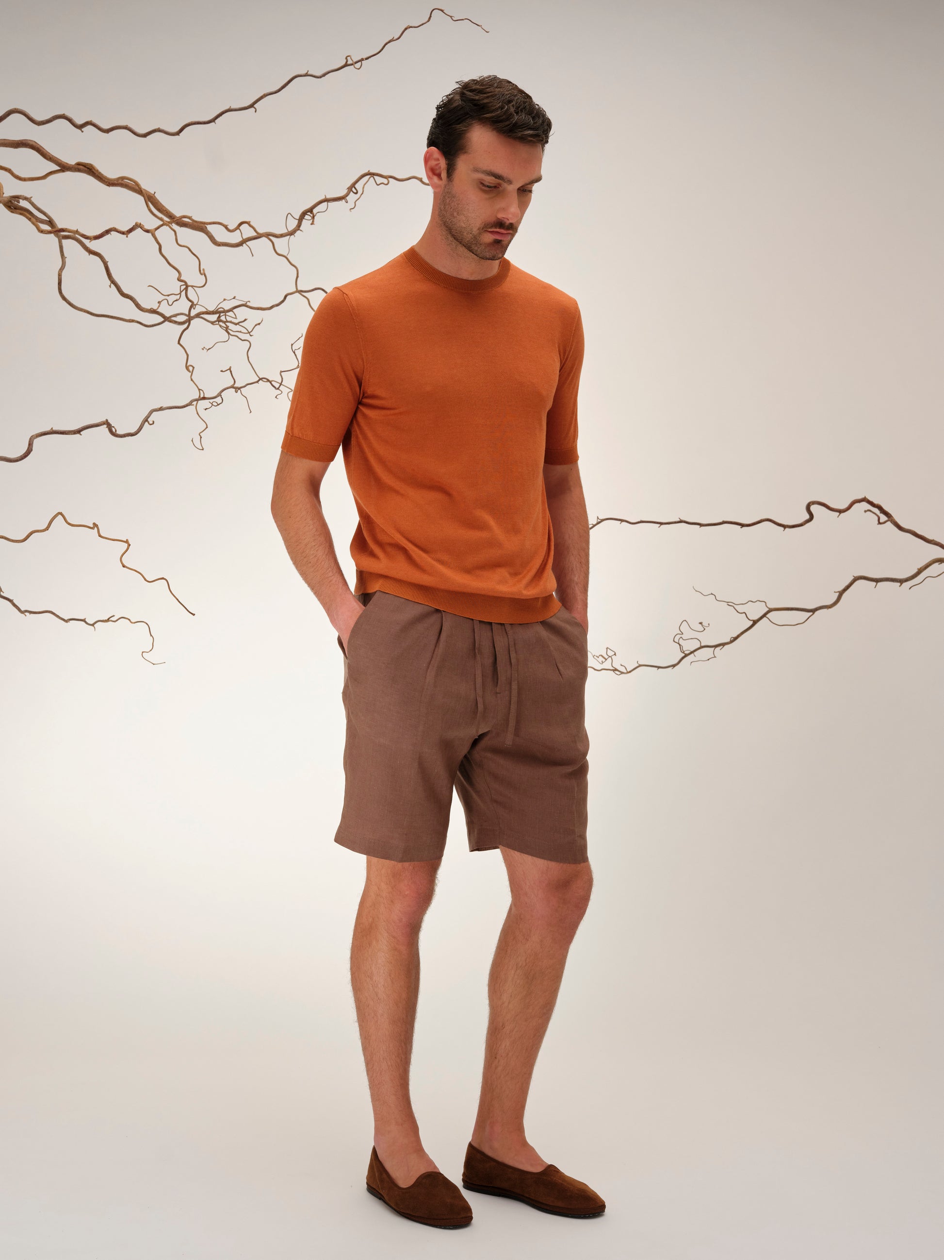 TOMMASO BERMUDA LINEN BROWN
