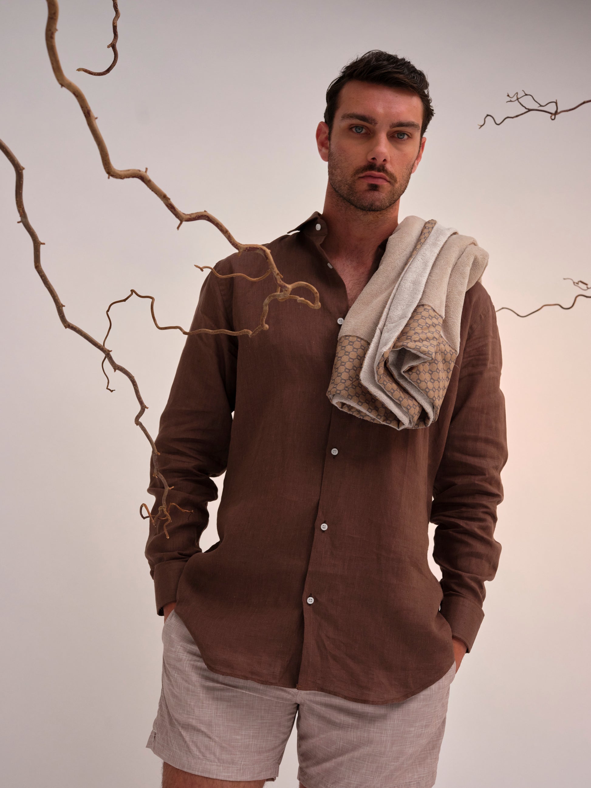 MARCO SWIMWEAR LINEN PRINT LIGHT SAND