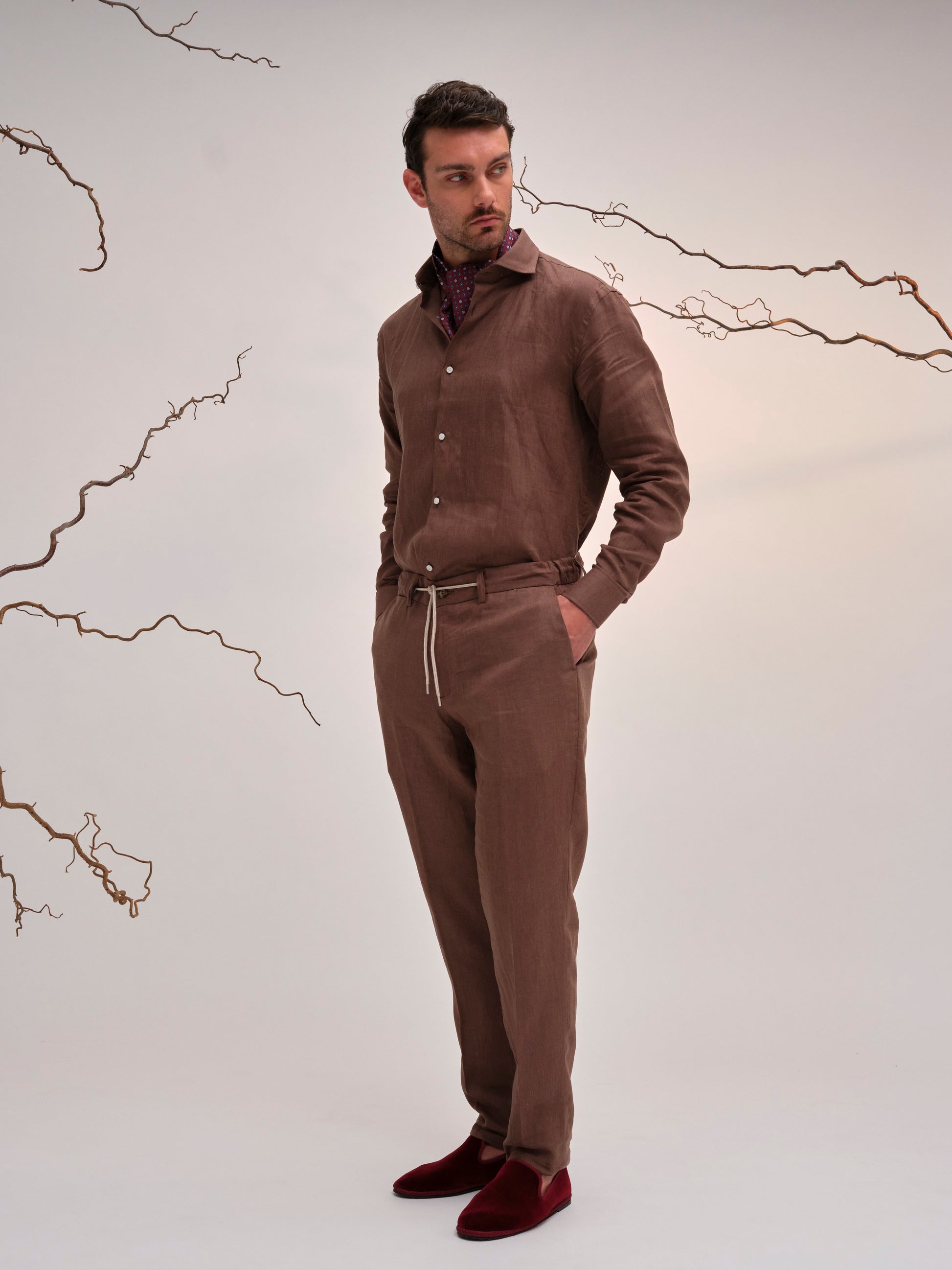 ROMEO TROUSER LINEN WOOD BROW