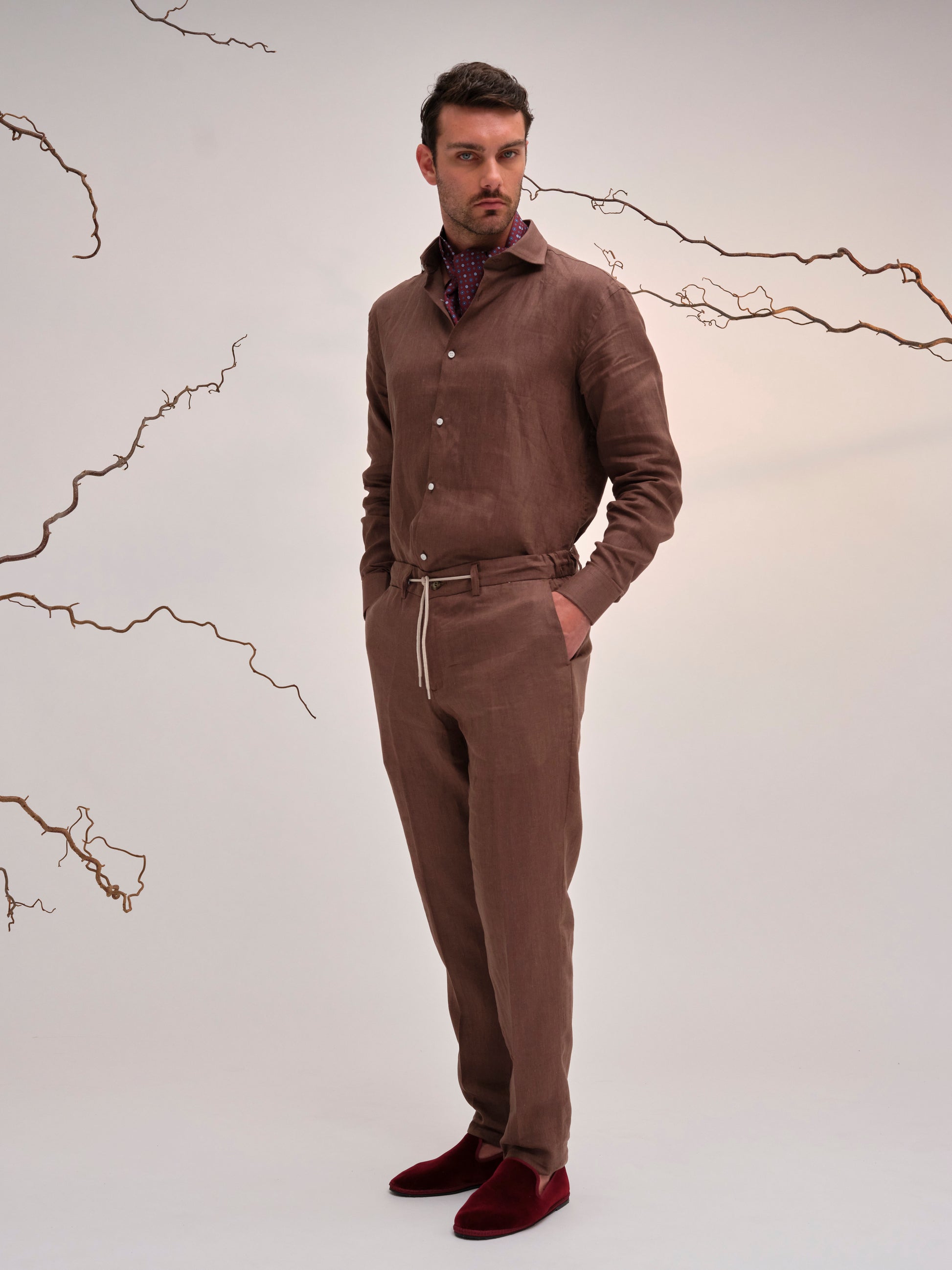 ROMEO TROUSER LINEN WOOD BROW