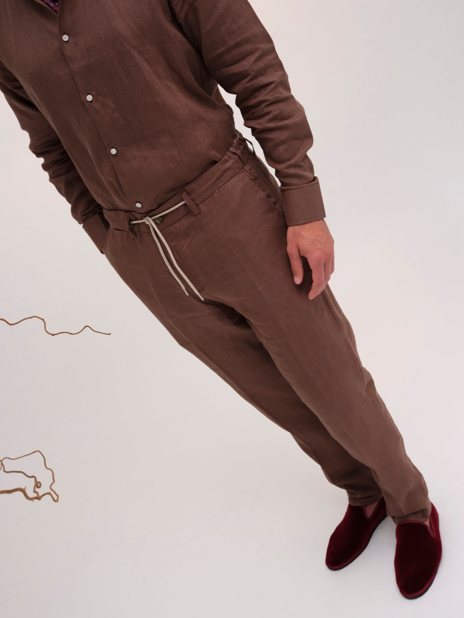ROMEO TROUSER LINEN WOOD BROW