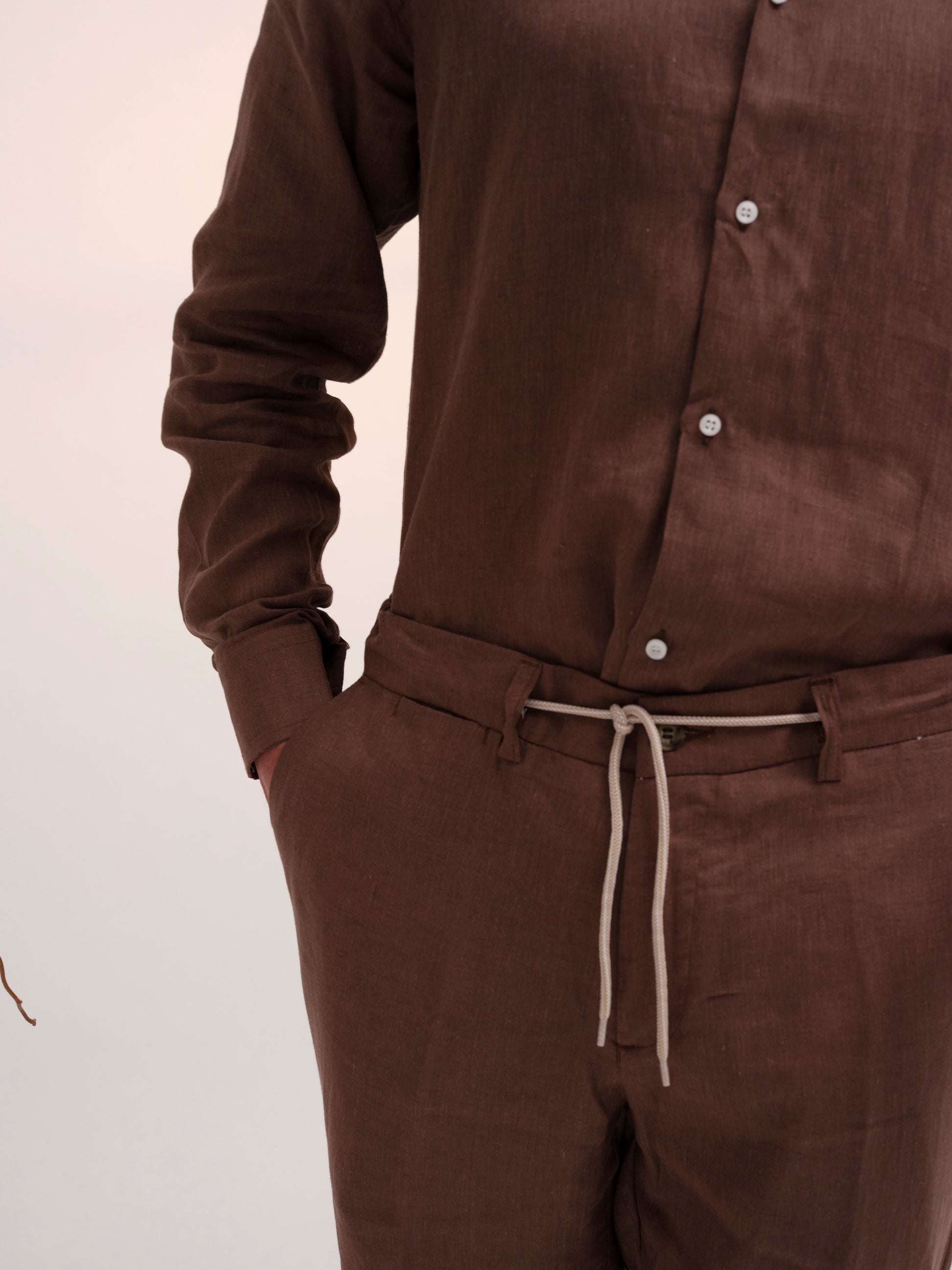ROMEO TROUSER LINEN WOOD BROW