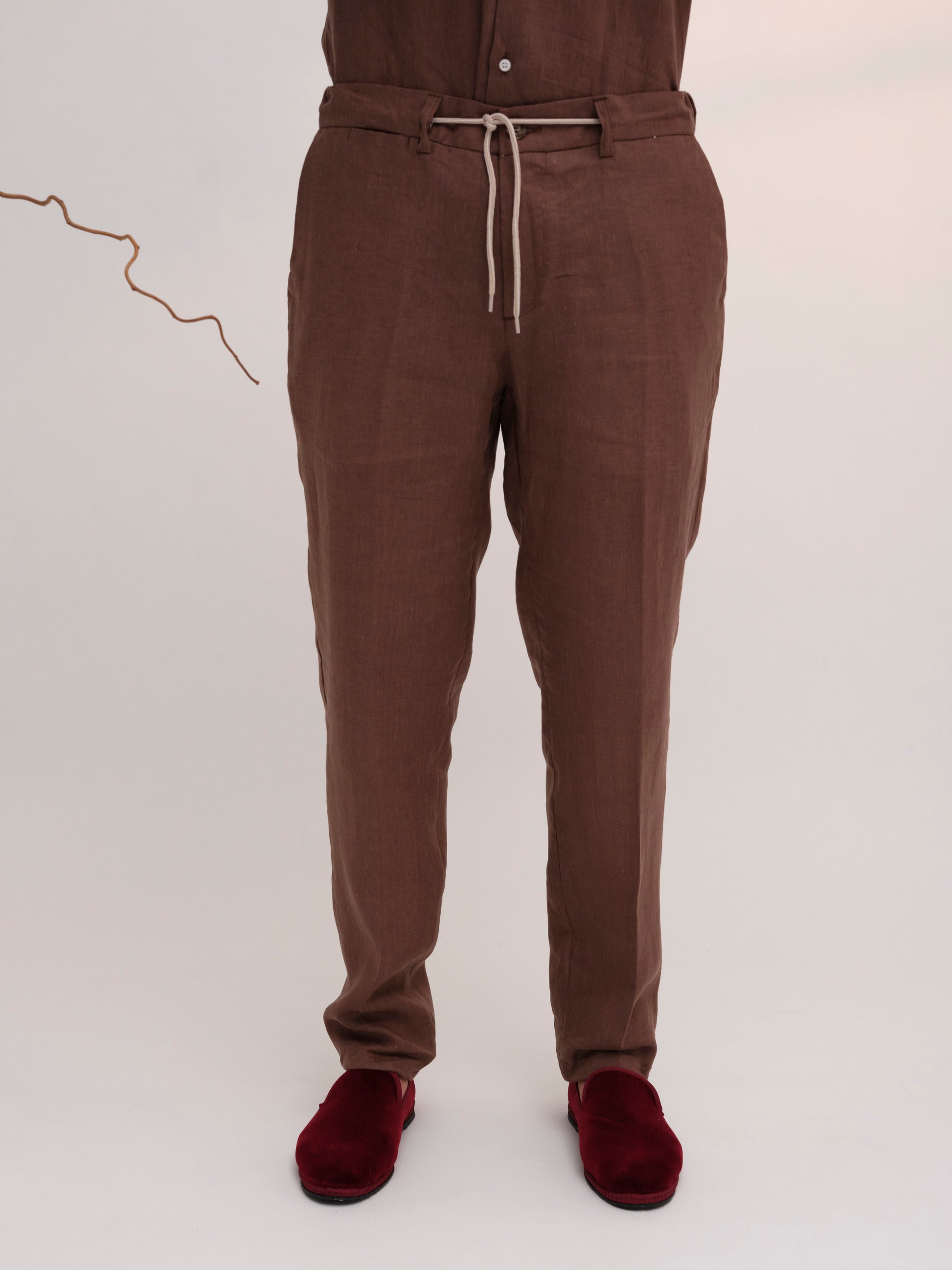 ROMEO TROUSER LINEN WOOD BROW