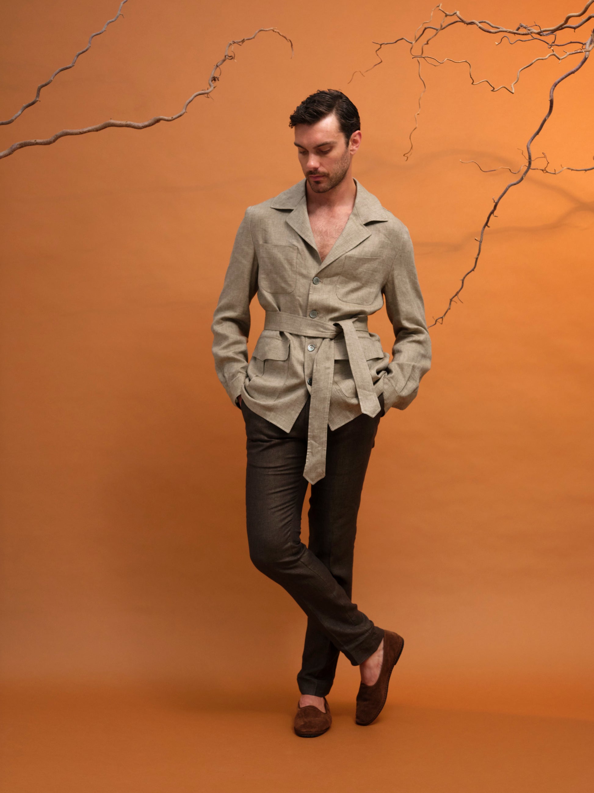 DANTE SAFARI JACKET LINEN SAND