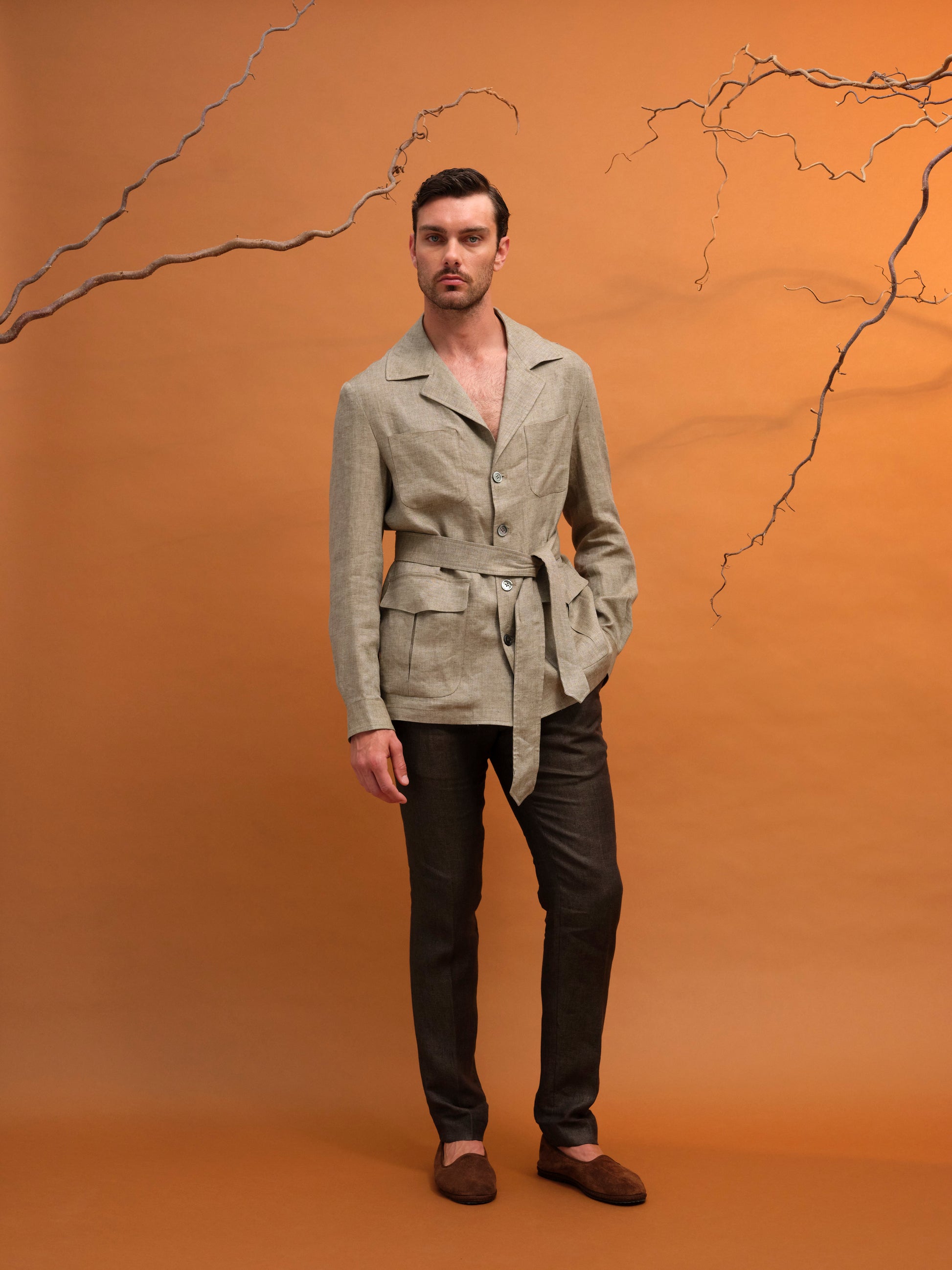 DANTE SAFARI JACKET LINEN SAND