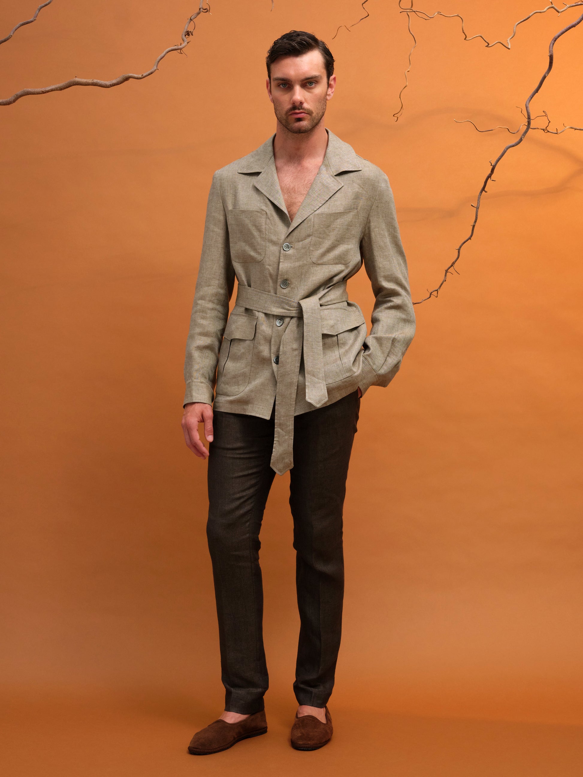 DANTE SAFARI JACKET LINEN SAND