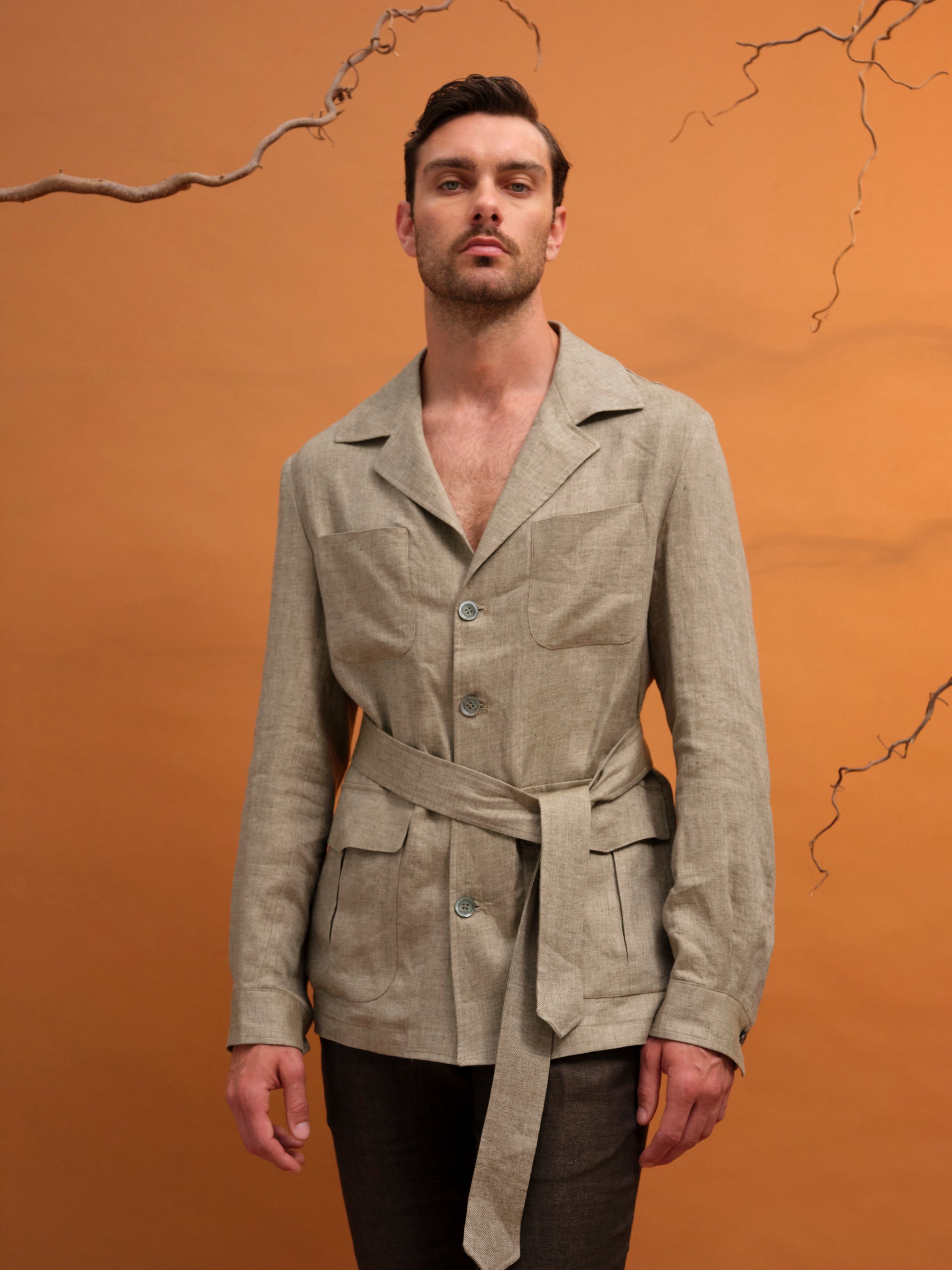 DANTE SAFARI JACKET LINEN SAND