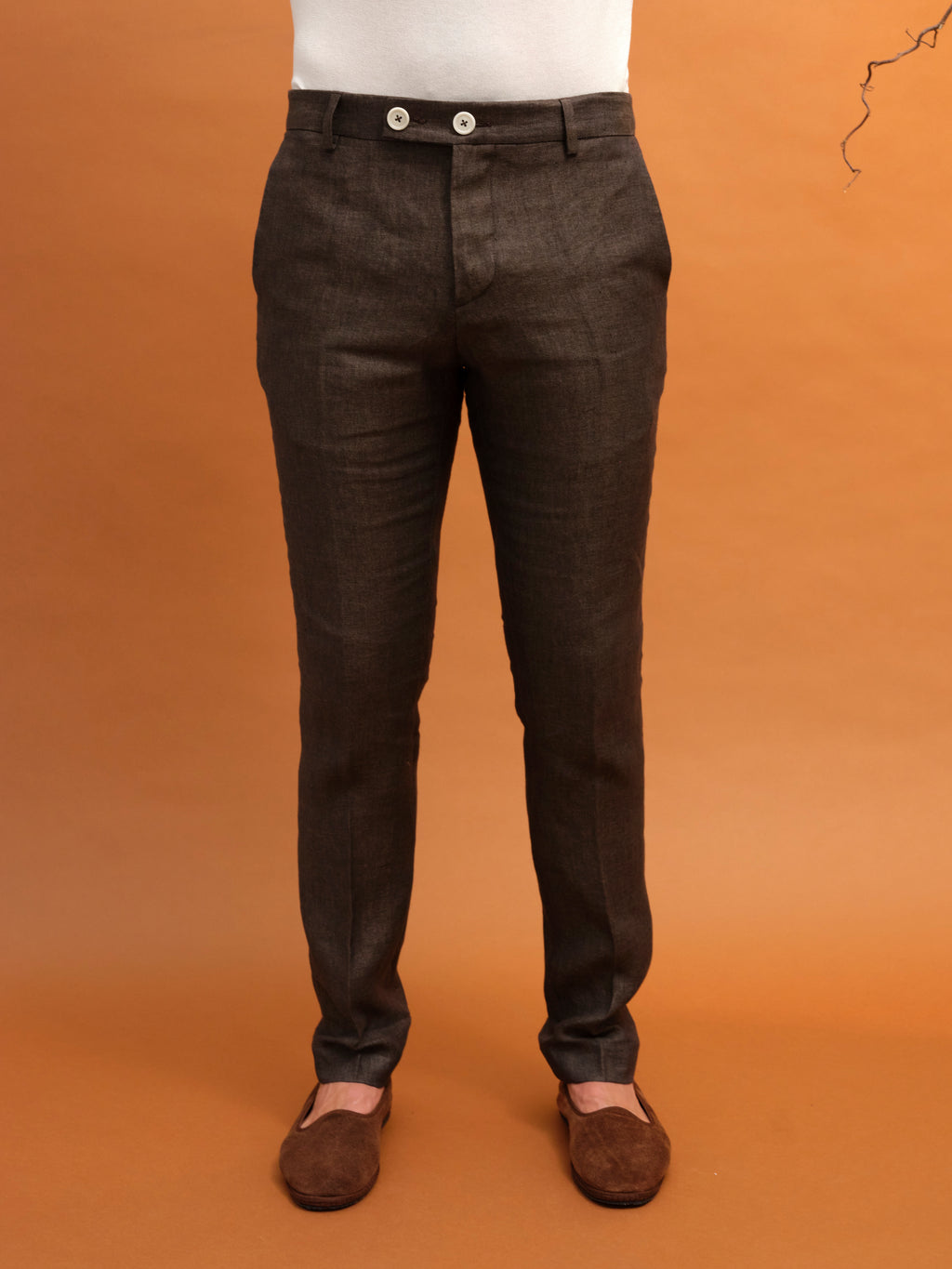 LEONARDO CLASSICAL TROUSER LINEN DARK CHOCOLATE