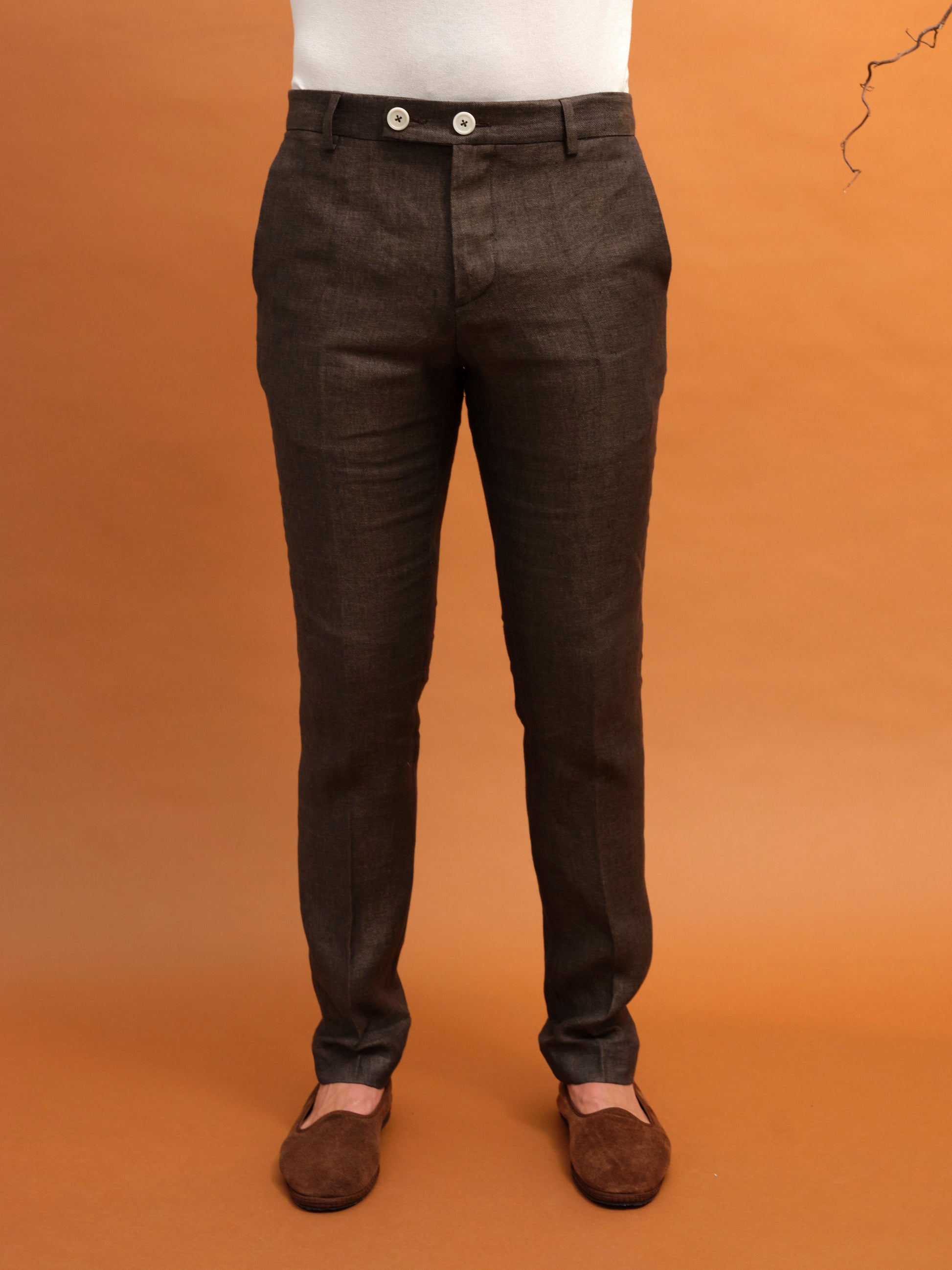 LEONARDO CLASSICAL TROUSER LINEN DARK CHOCOLATE