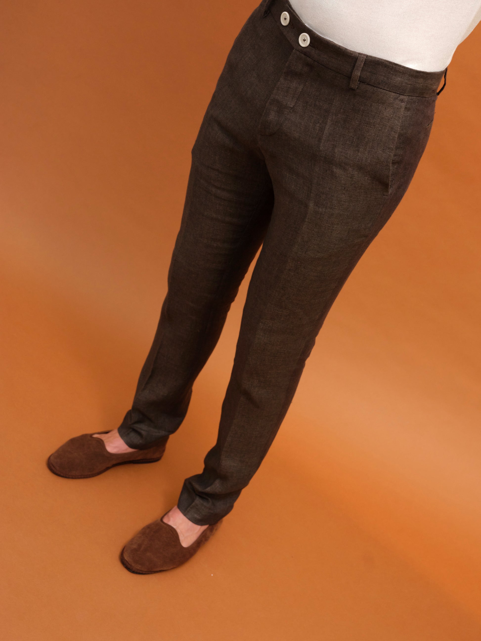 LEONARDO CLASSICAL TROUSER LINEN DARK CHOCOLATE