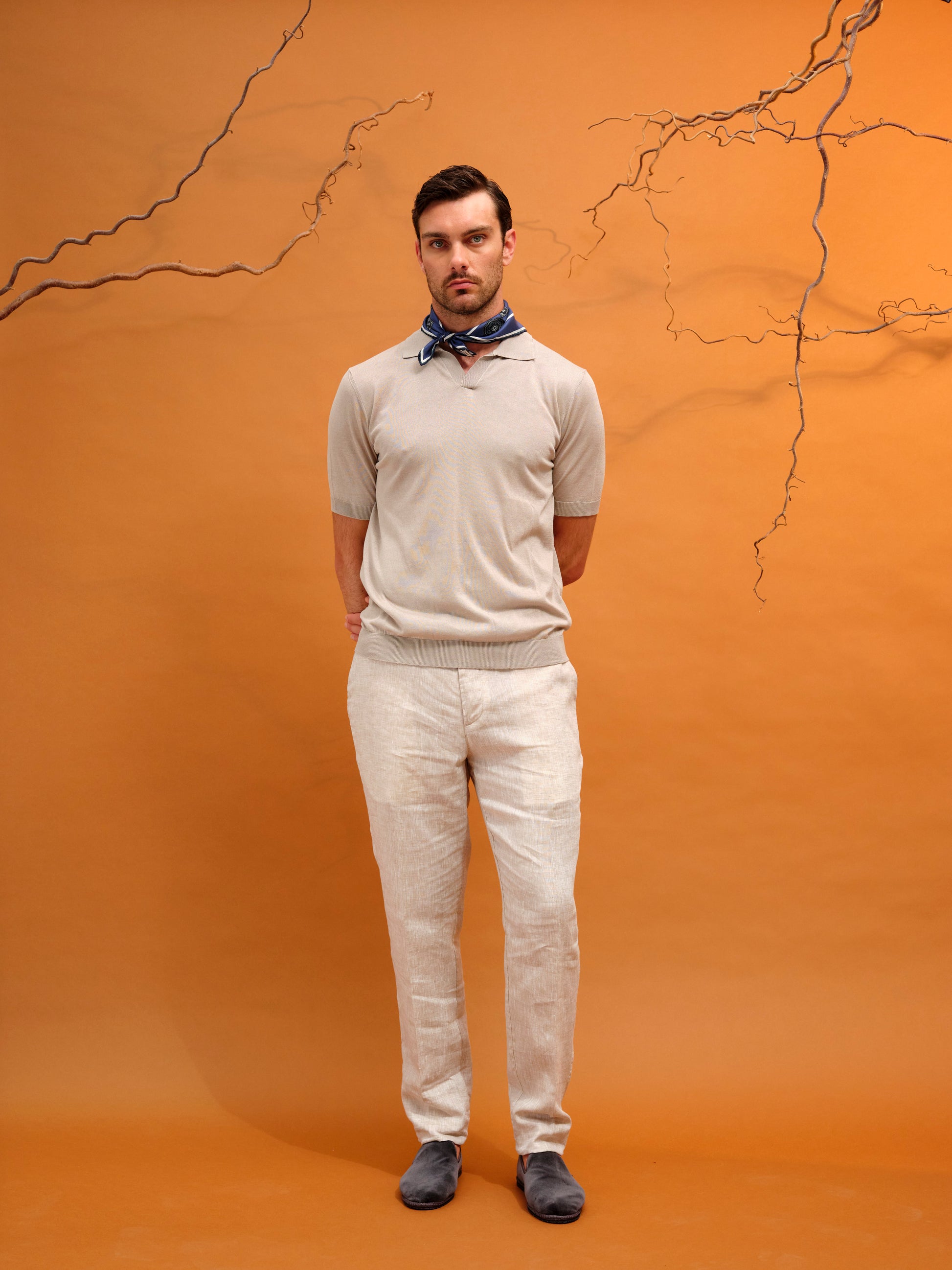 LORENZO POLO NO BUTTON STONE LIGHT GREY
