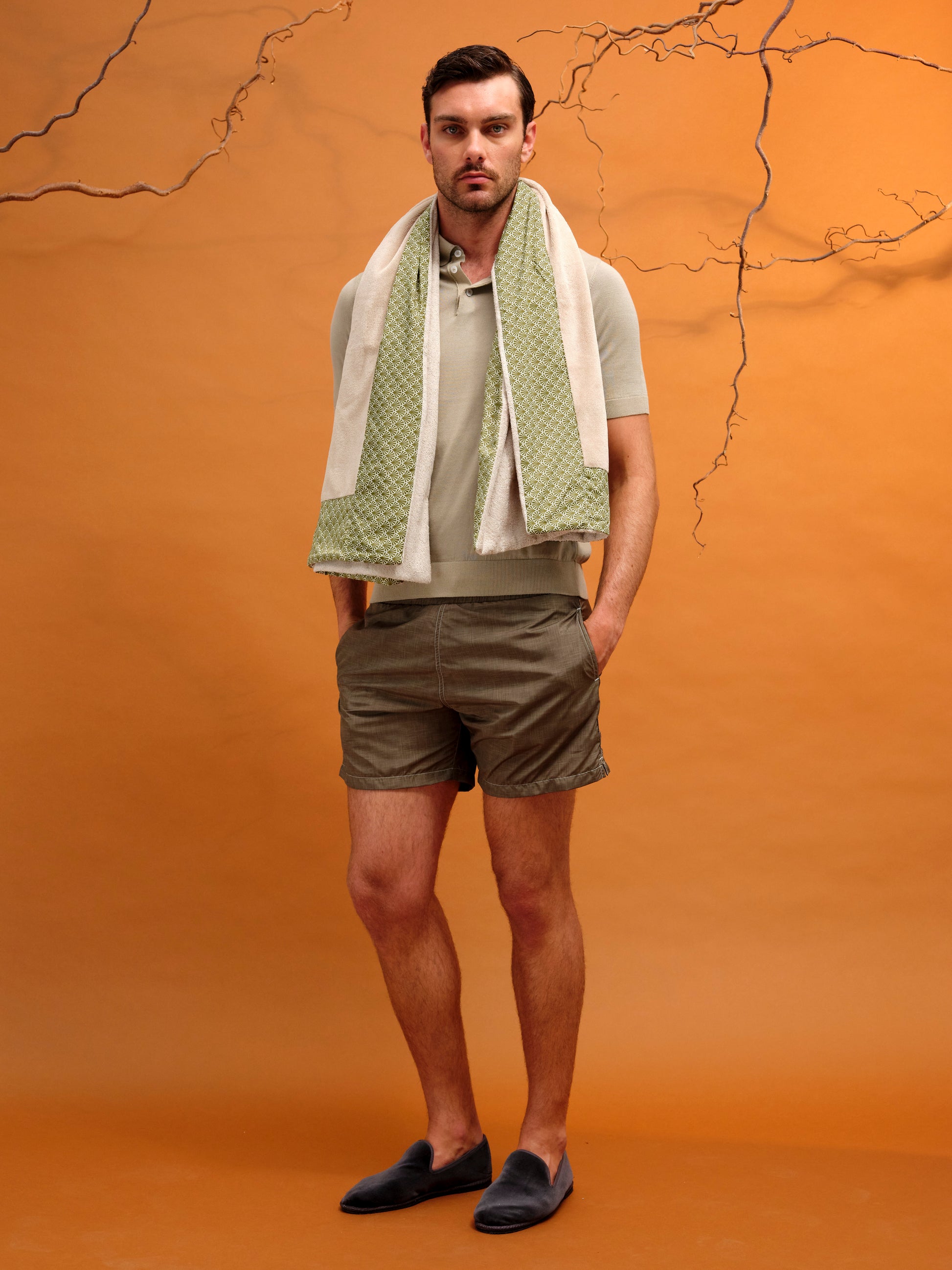 BEACHTOWEL BEIGE ARCHI GREEN