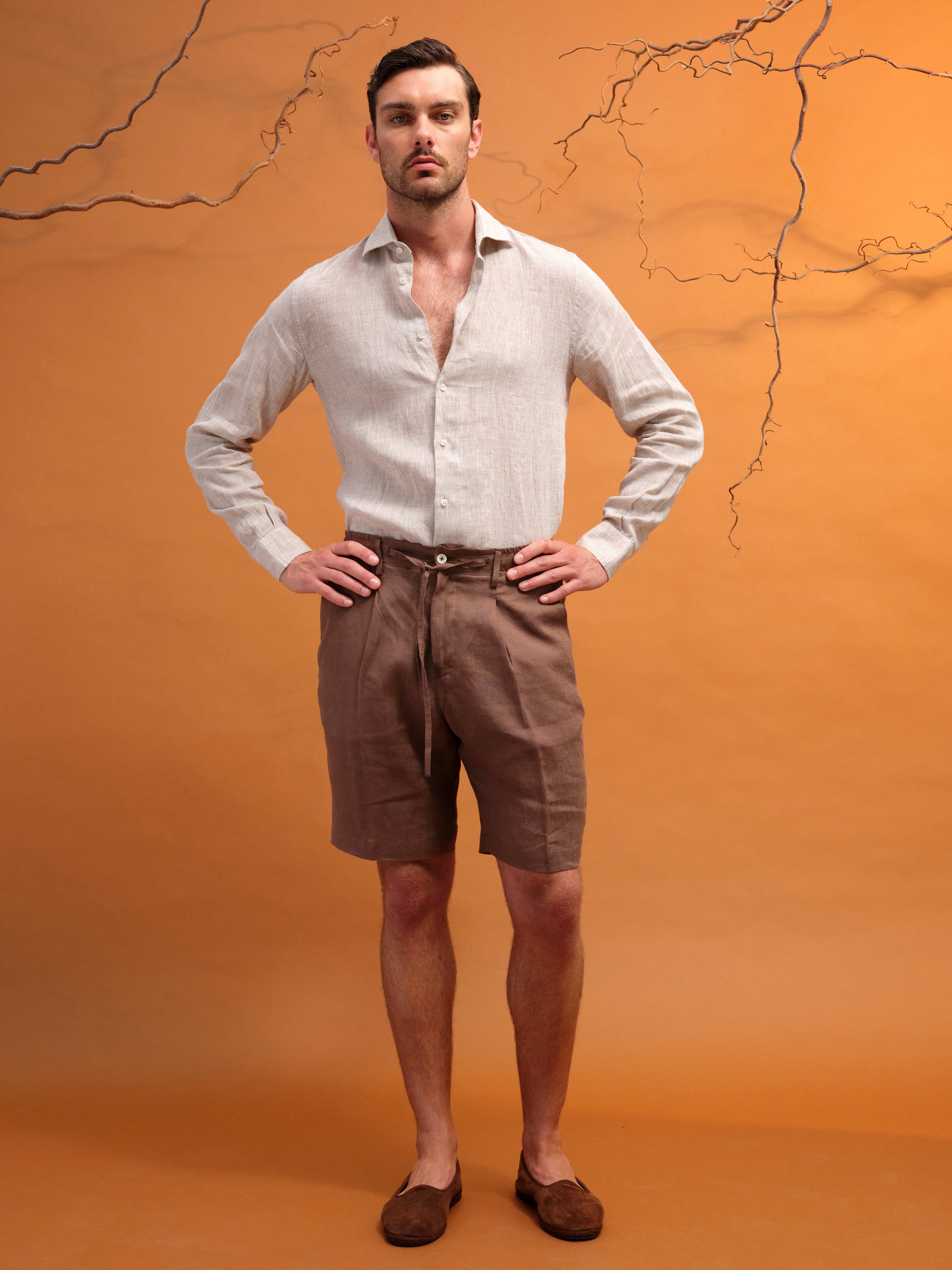 GIORGIO LINEN SHIRT LIGHT SAND