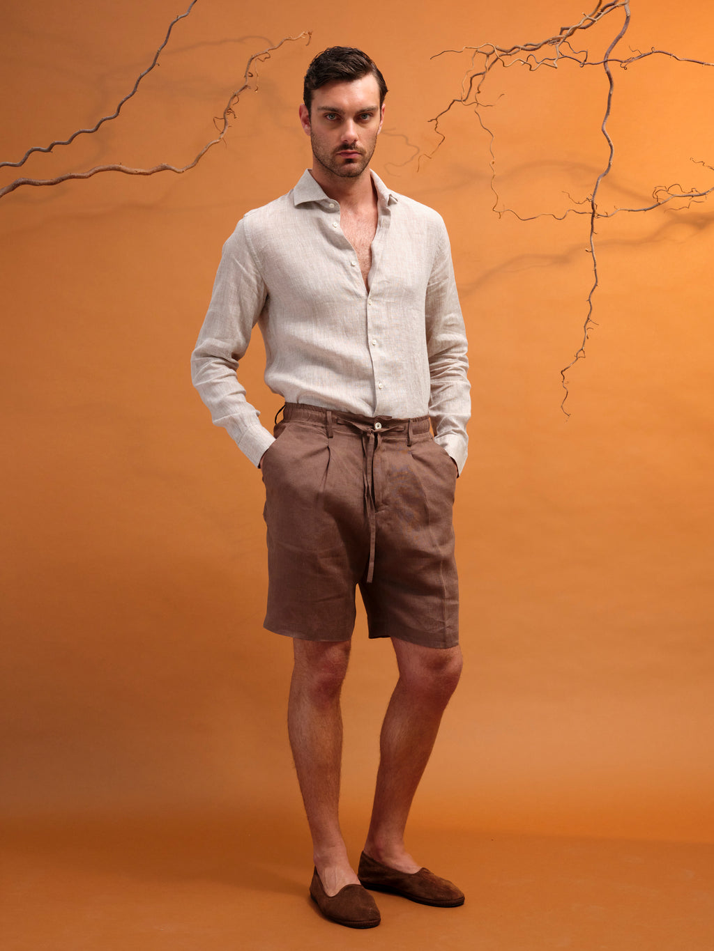 GIORGIO LINEN SHIRT LIGHT SAND