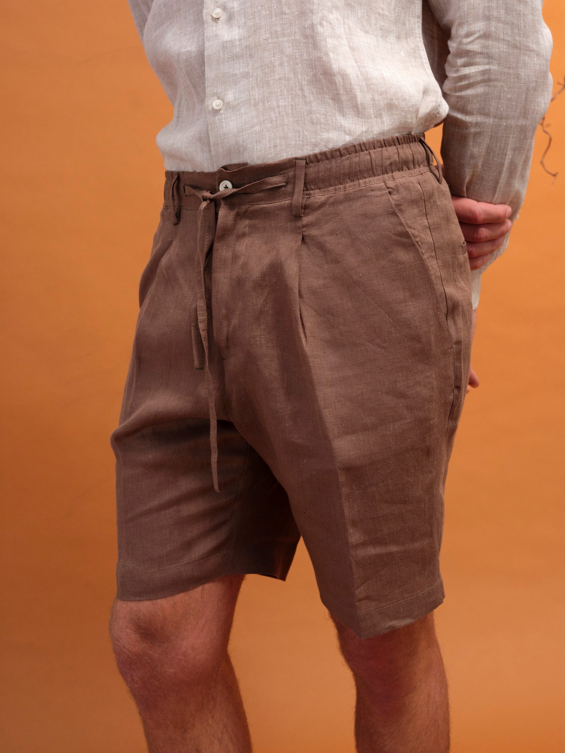 TOMMASO BERMUDA LINEN BROWN