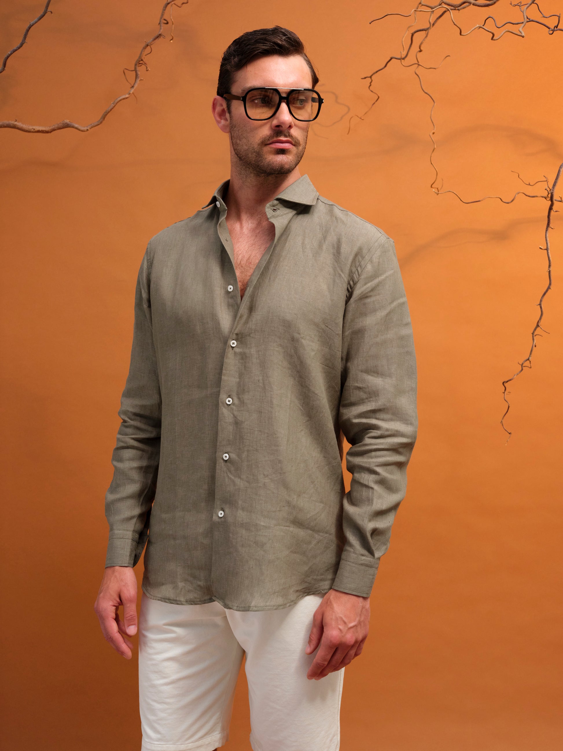 GIORGIO LINEN SHIRT LIGHT GREEN