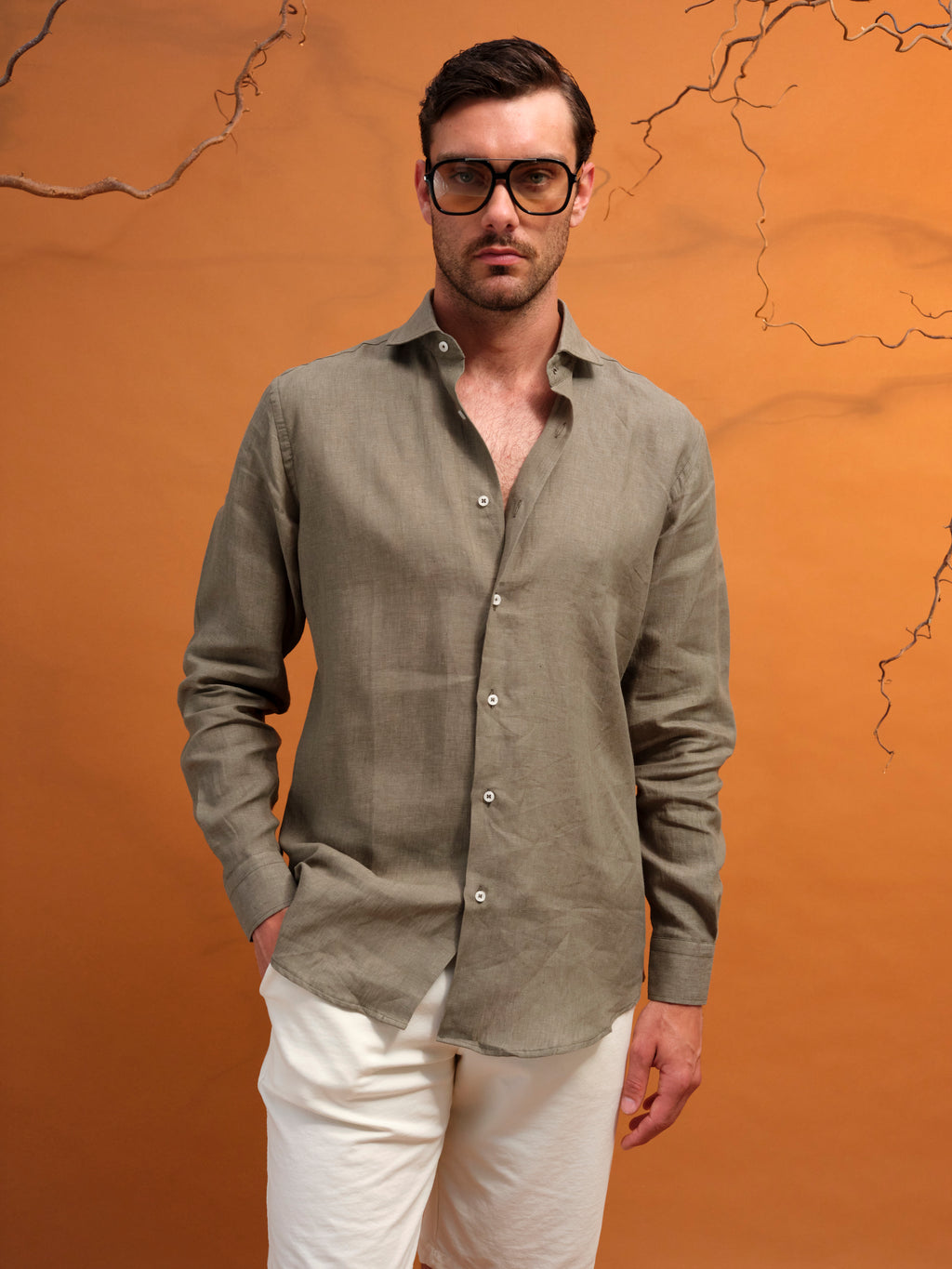 GIORGIO LINEN SHIRT LIGHT GREEN