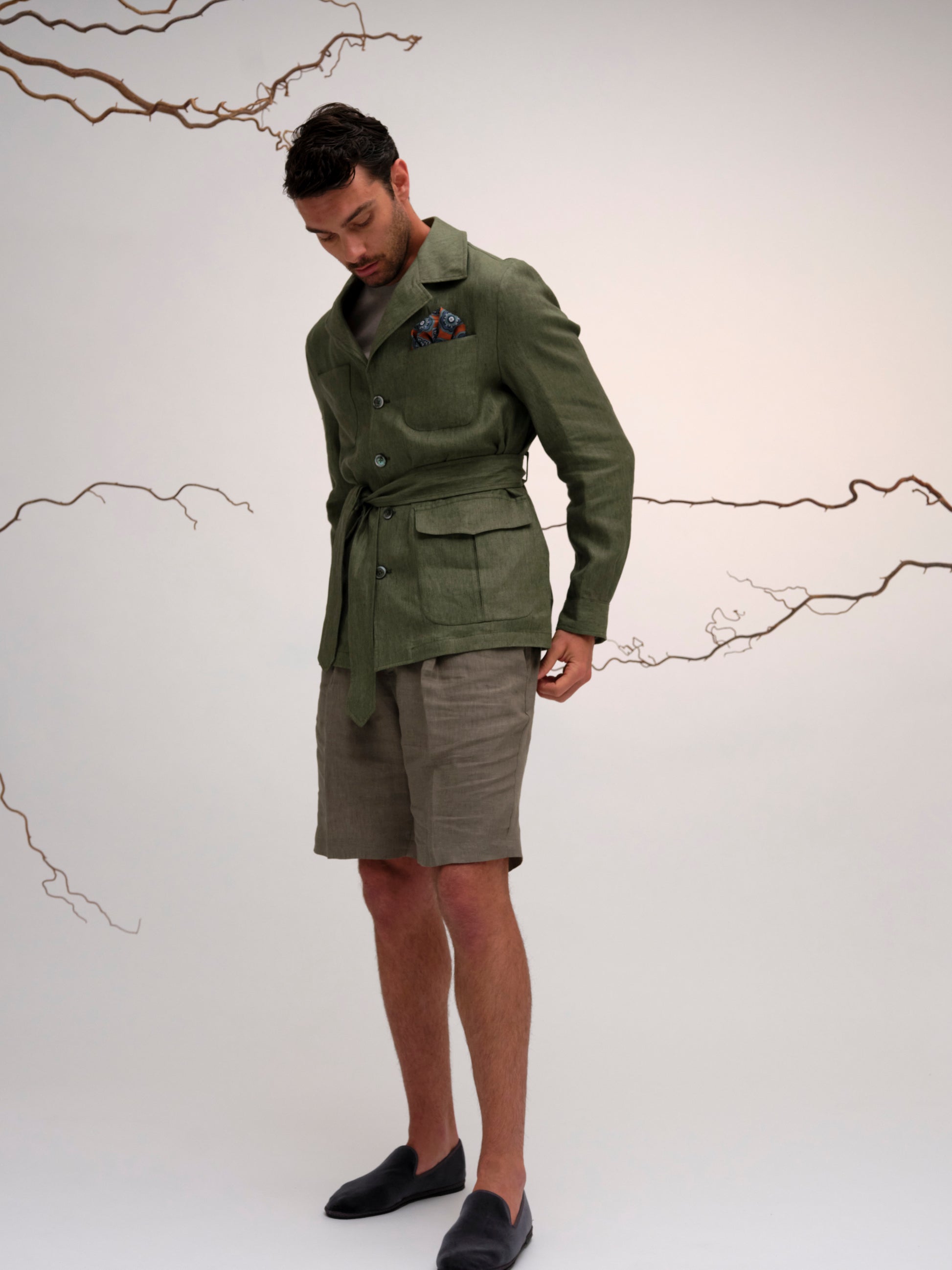 TOMMASO BERMUDA LINEN GREEN