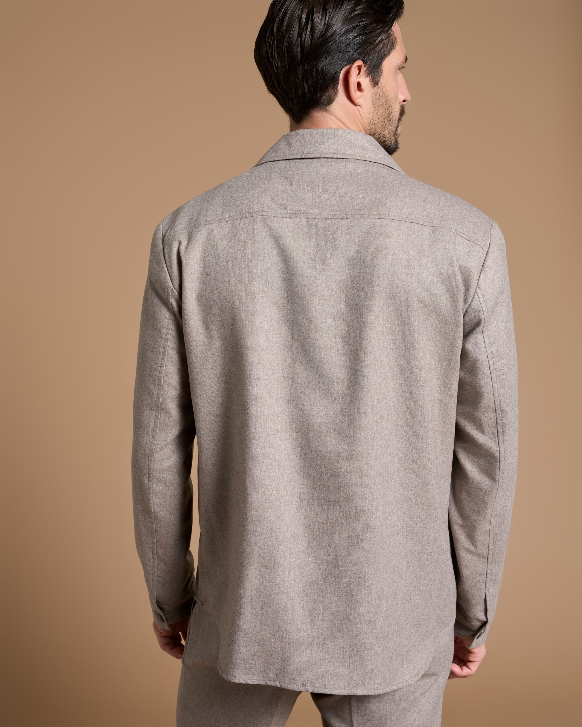 OVERSIZE SHIRT TAUPE IN MICRO CASHMERE