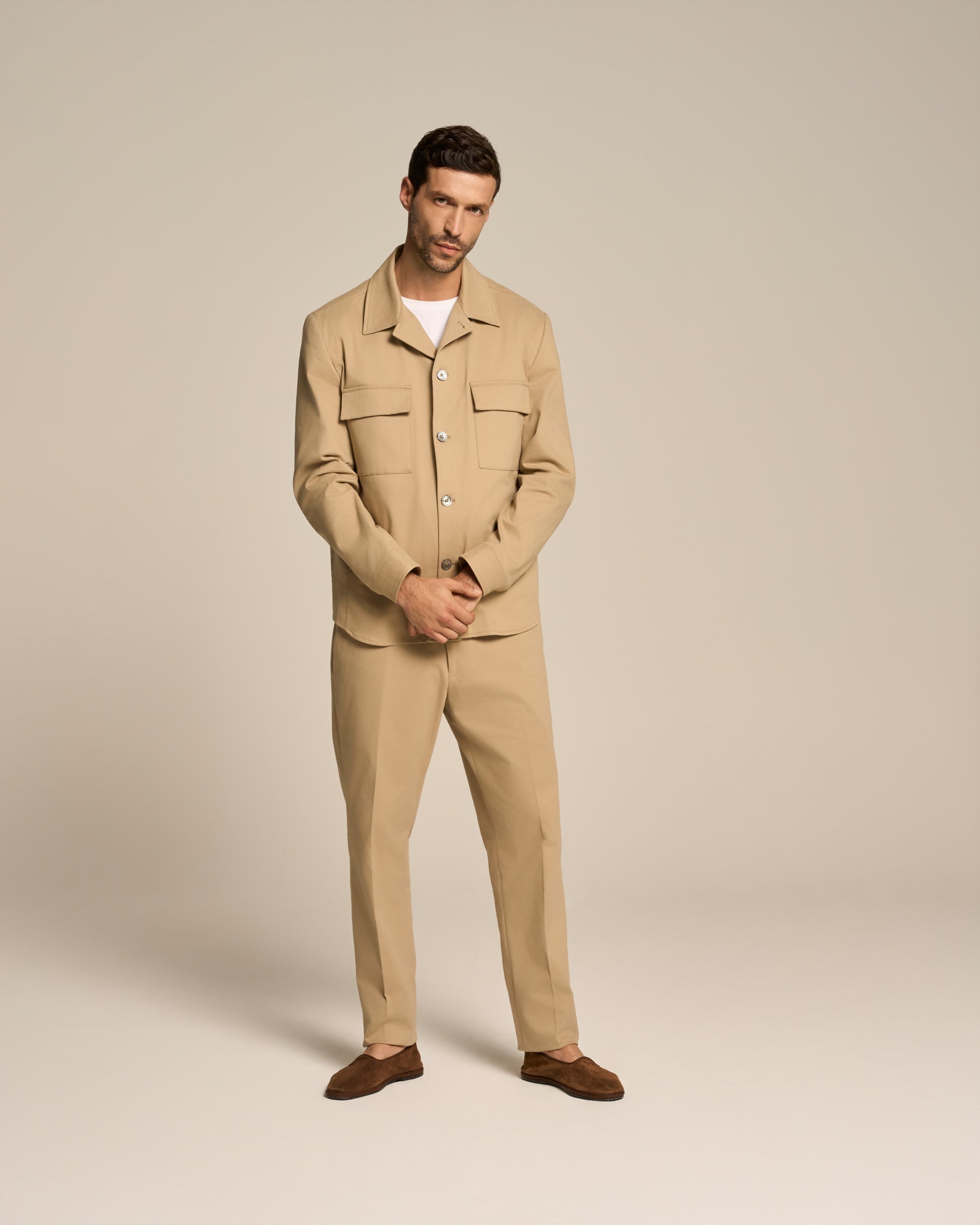 OVERSIZE SHIRT CAMEL IN PRECIOUS COTTON