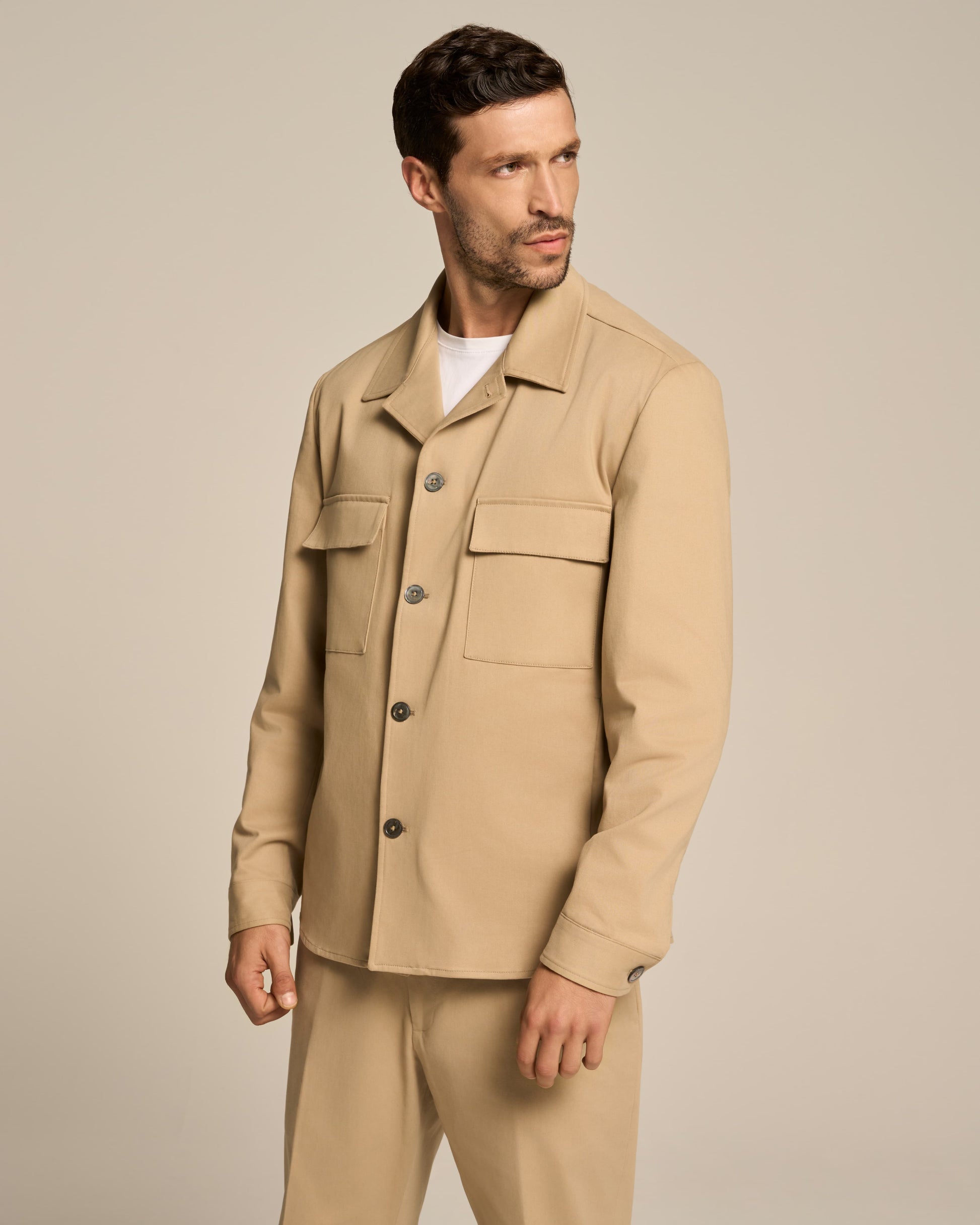 OVERSIZE SHIRT CAMEL IN PRECIOUS COTTON