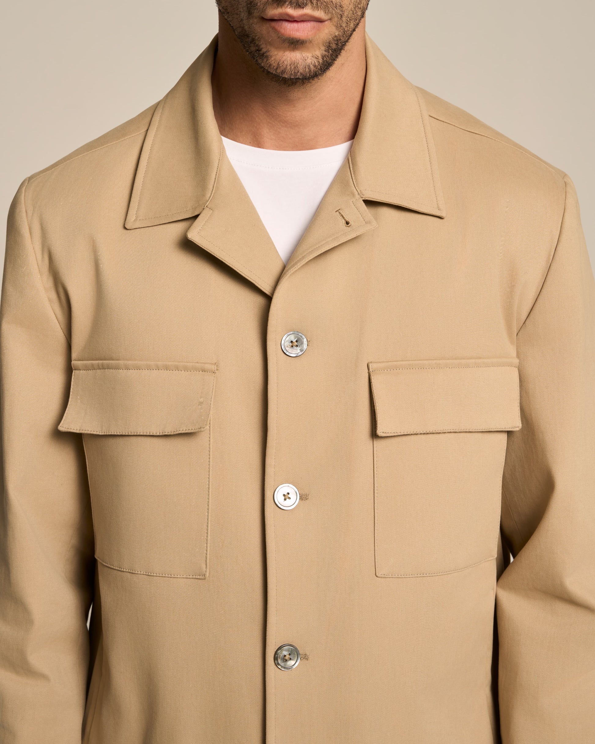 OVERSIZE SHIRT CAMEL IN PRECIOUS COTTON