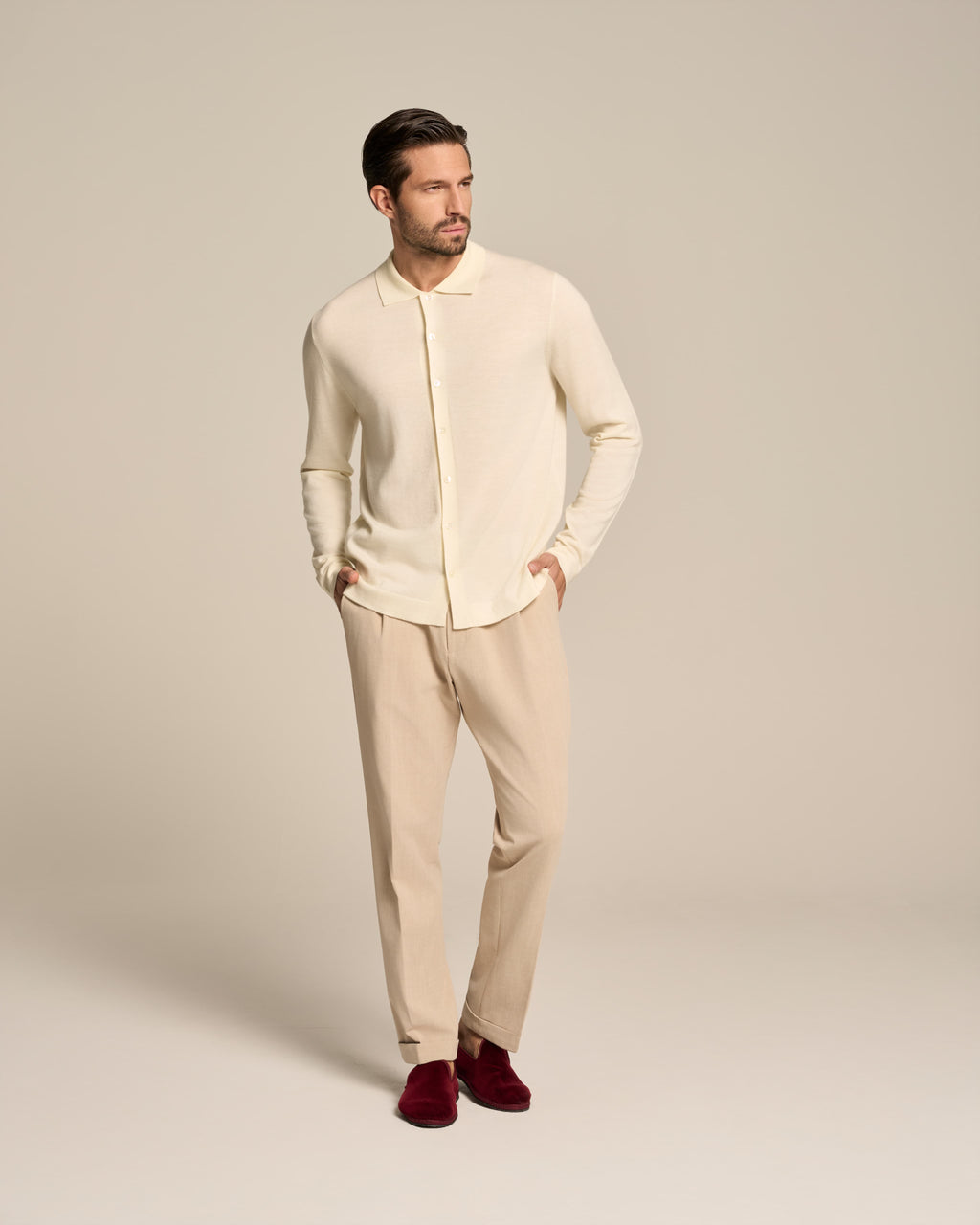 COMFORT TROUSER PEARL SAND IN TECHNO LINEN
