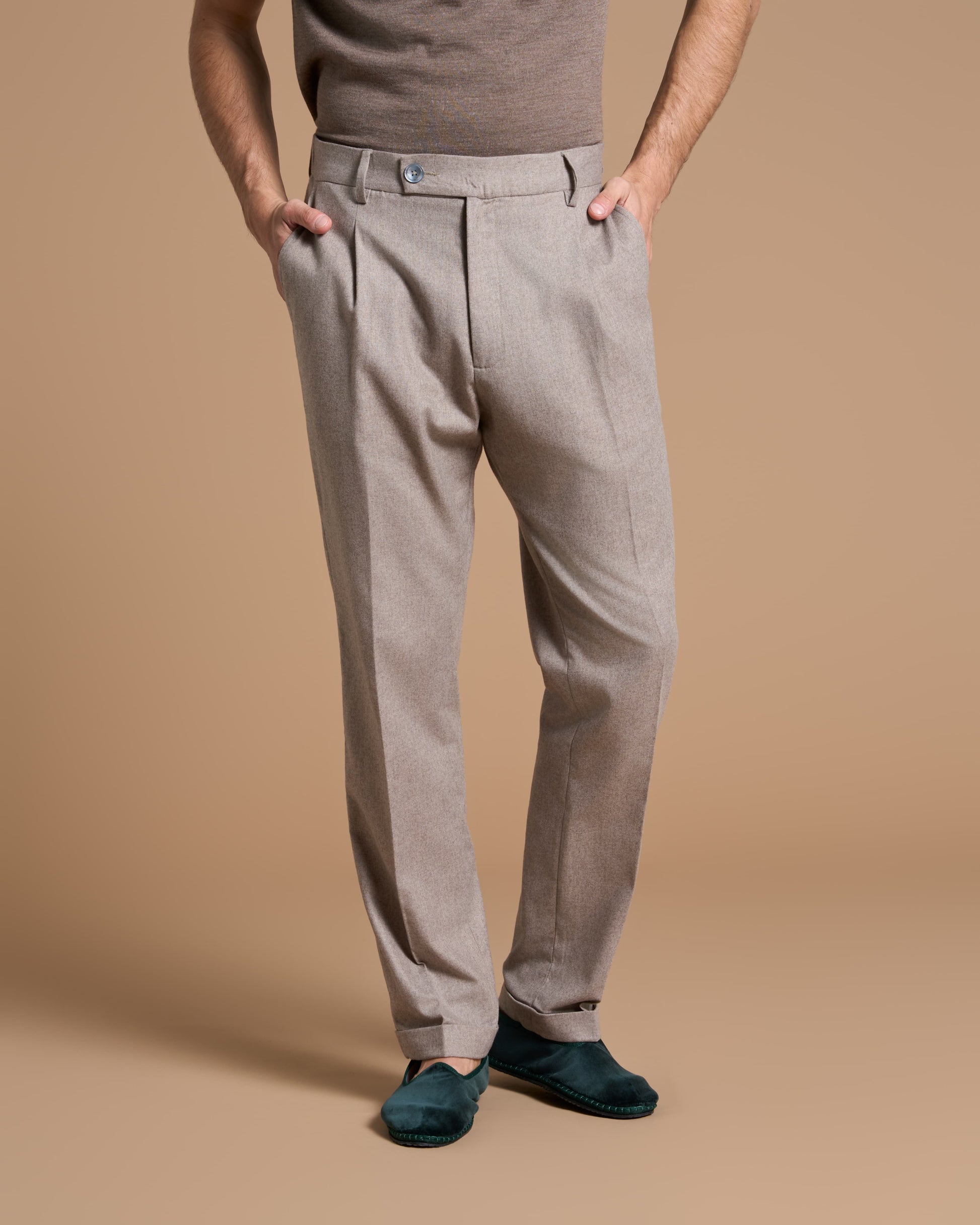 COMFORT TROUSER TAUPE IN MICRO CASHMERE