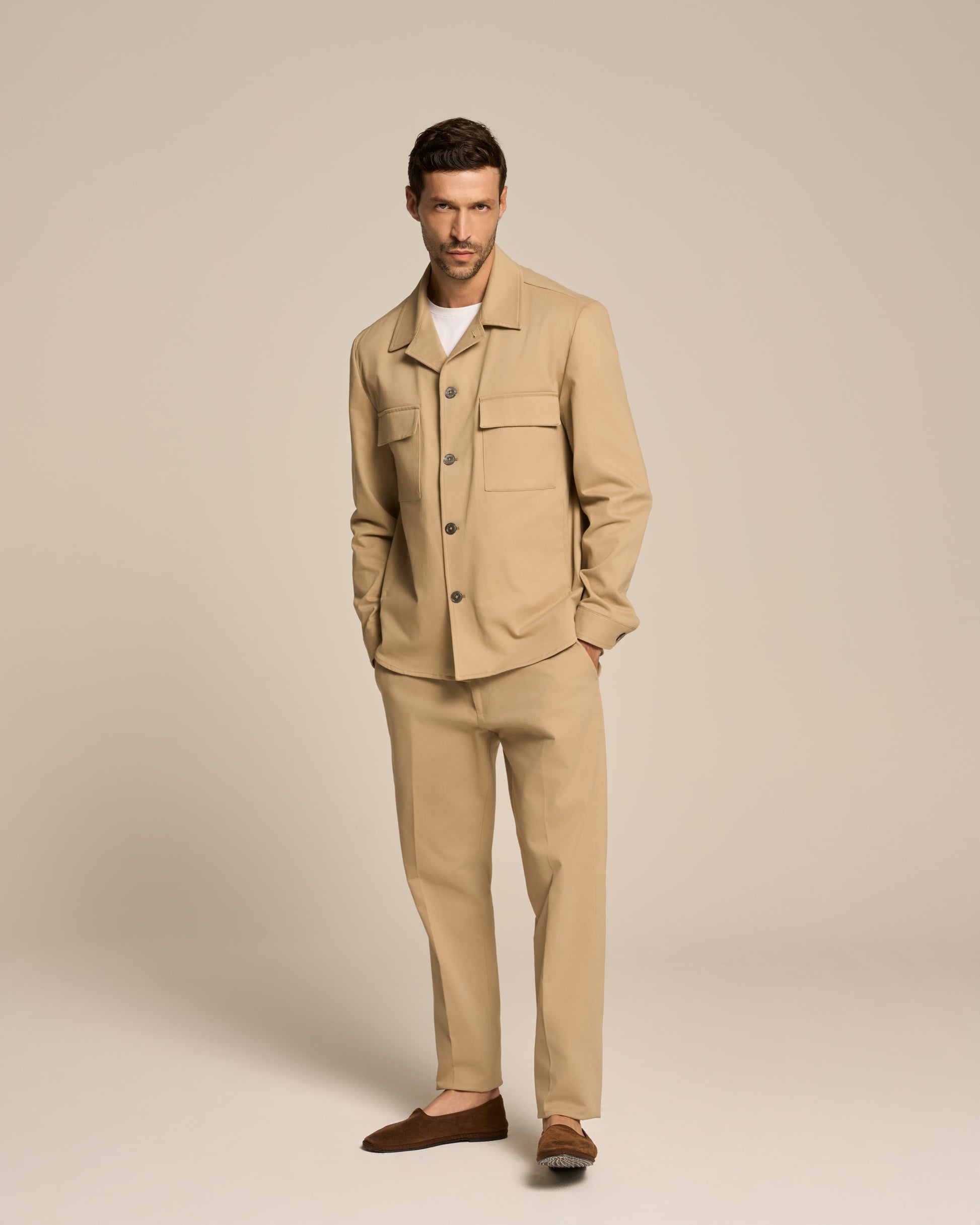 TRADITIONAL TROUSER CAMEL IN PRECIOUS COTTON