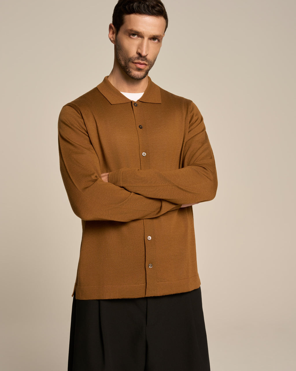 CARDIGAN SHIRT TOBACCO