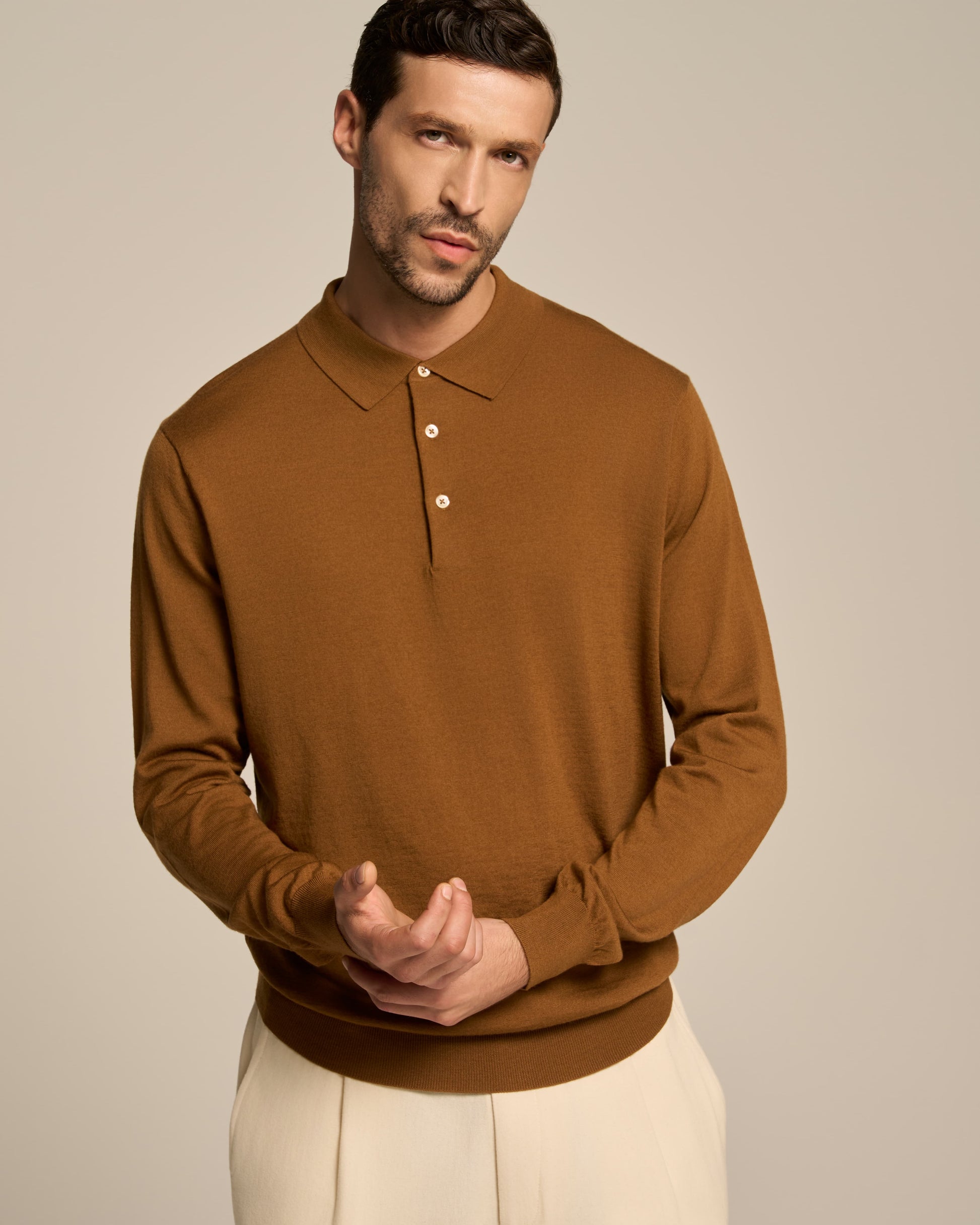 POLO BUTTON IN TOBACCO