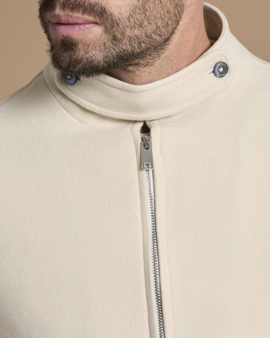 BOMBER JACKET BUTTER WHITE IN MICRO CASHMERE