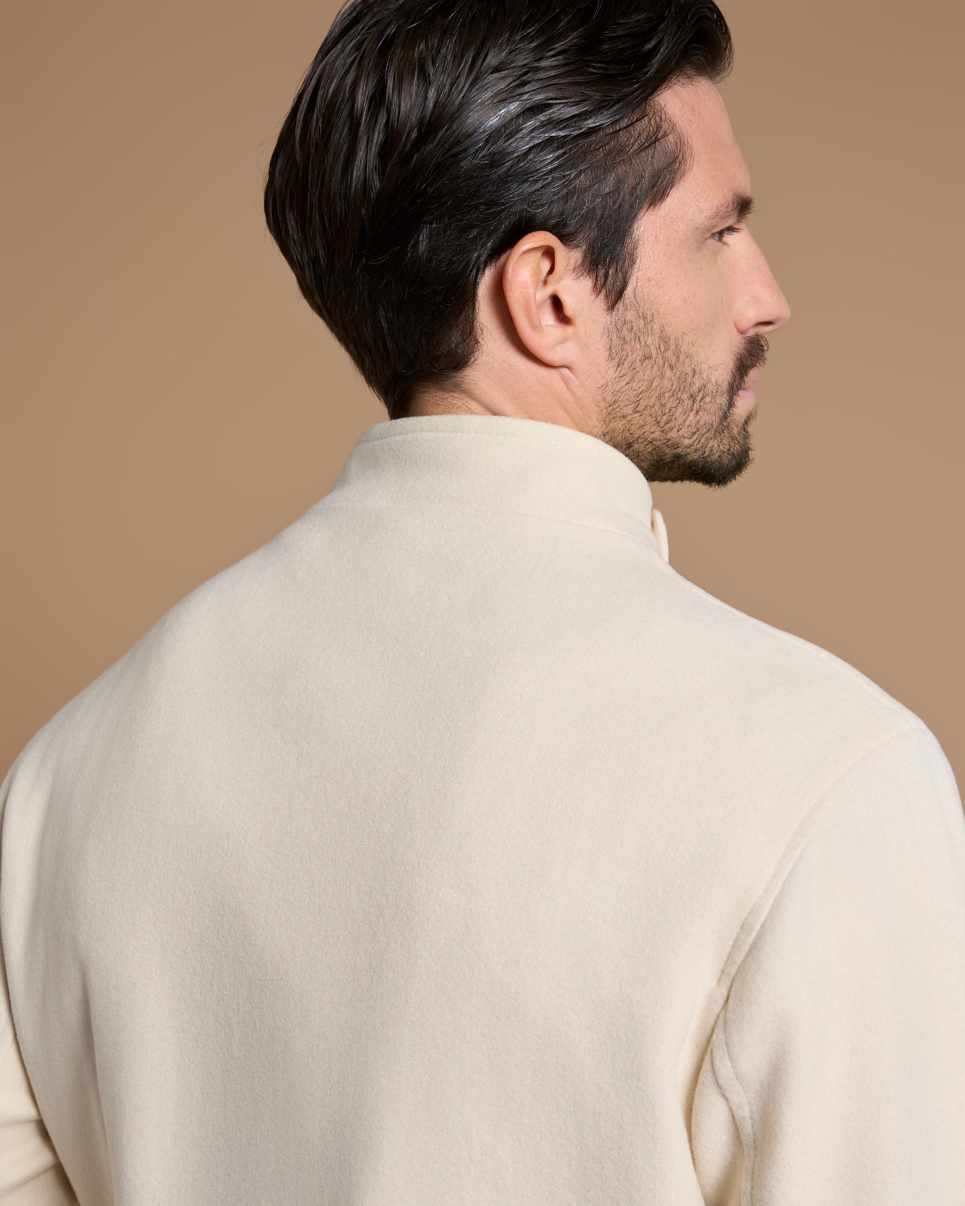 BOMBER JACKET BUTTER WHITE IN MICRO CASHMERE