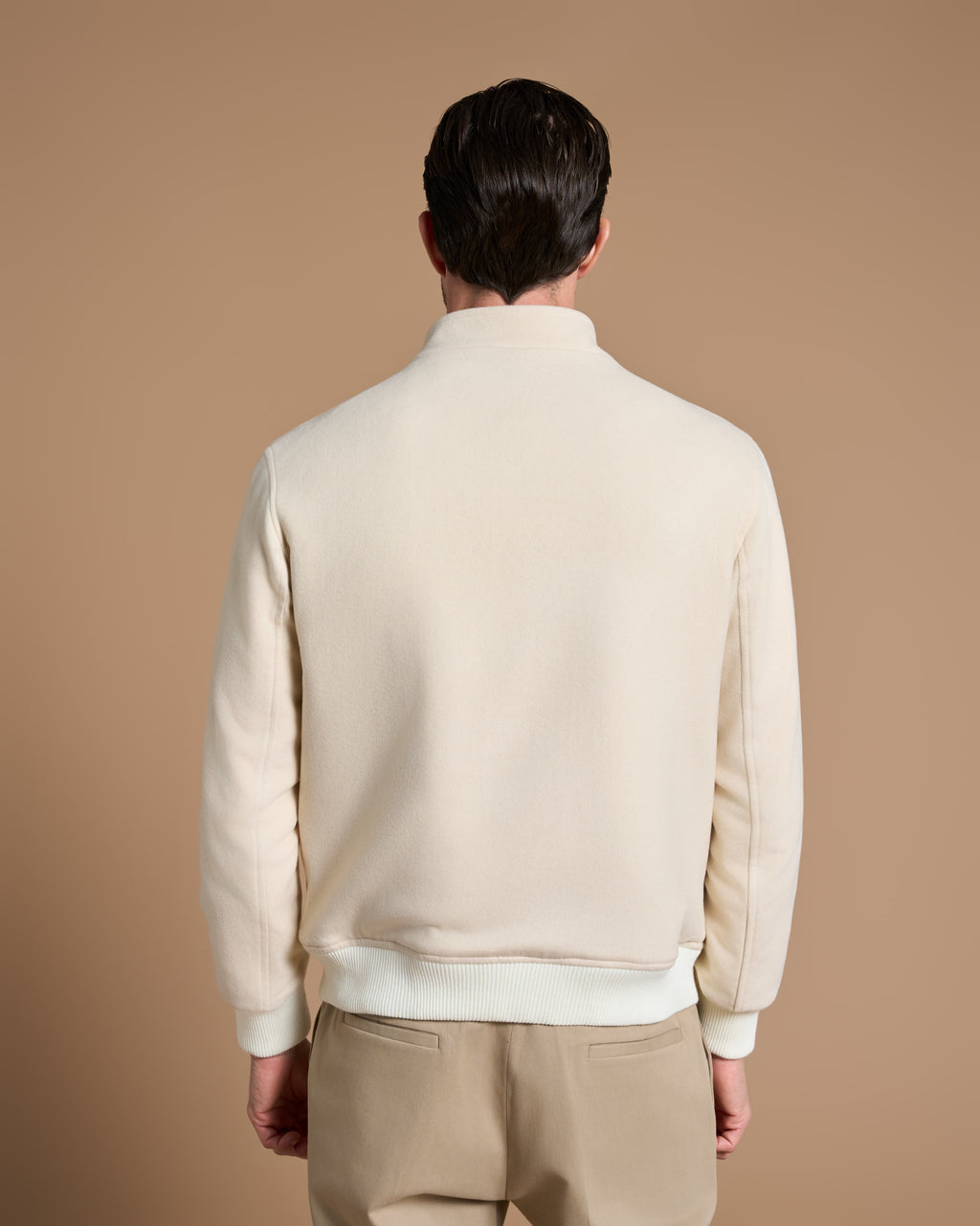 BOMBER JACKET BUTTER WHITE IN MICRO CASHMERE
