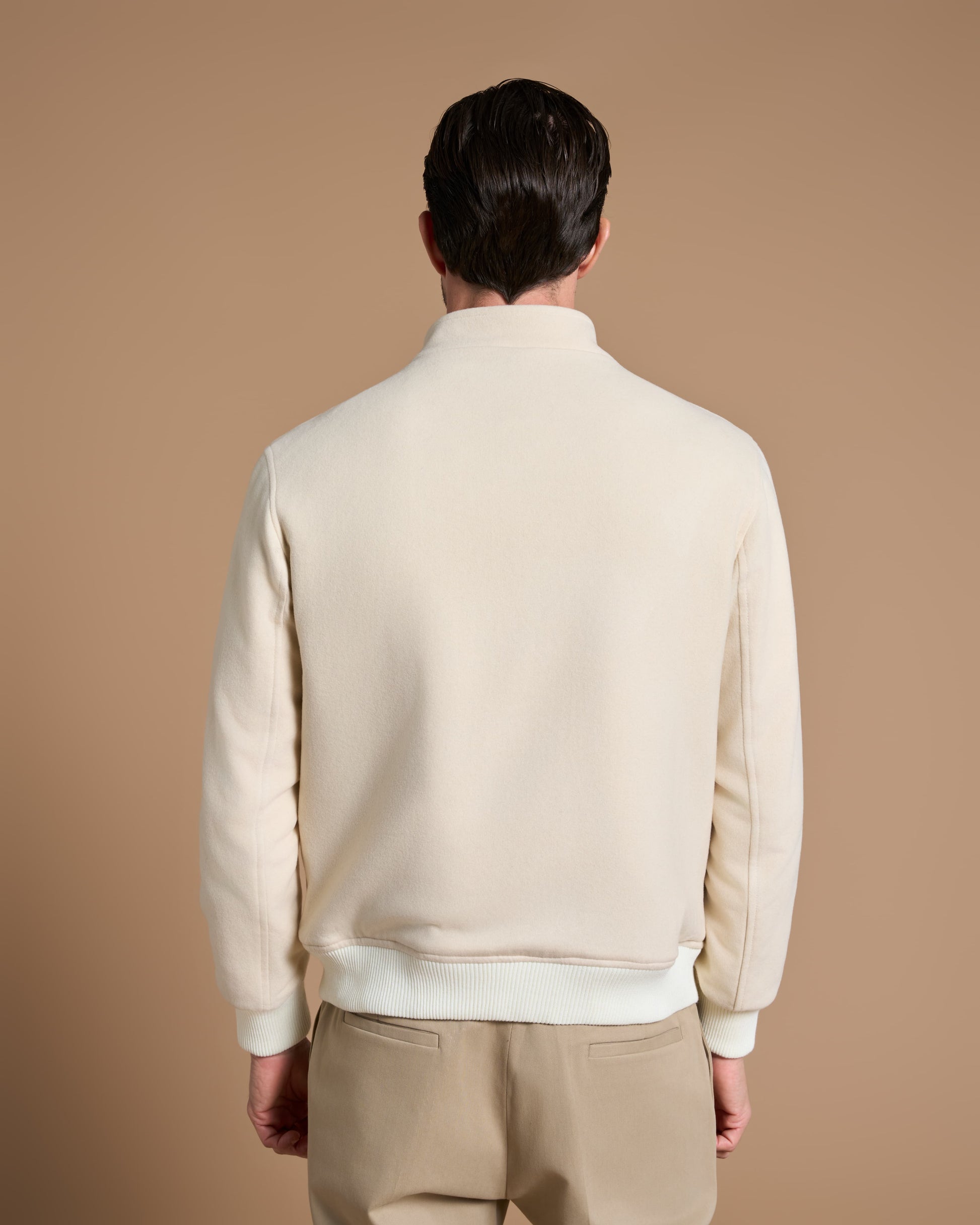 BOMBER JACKET BUTTER WHITE IN MICRO CASHMERE