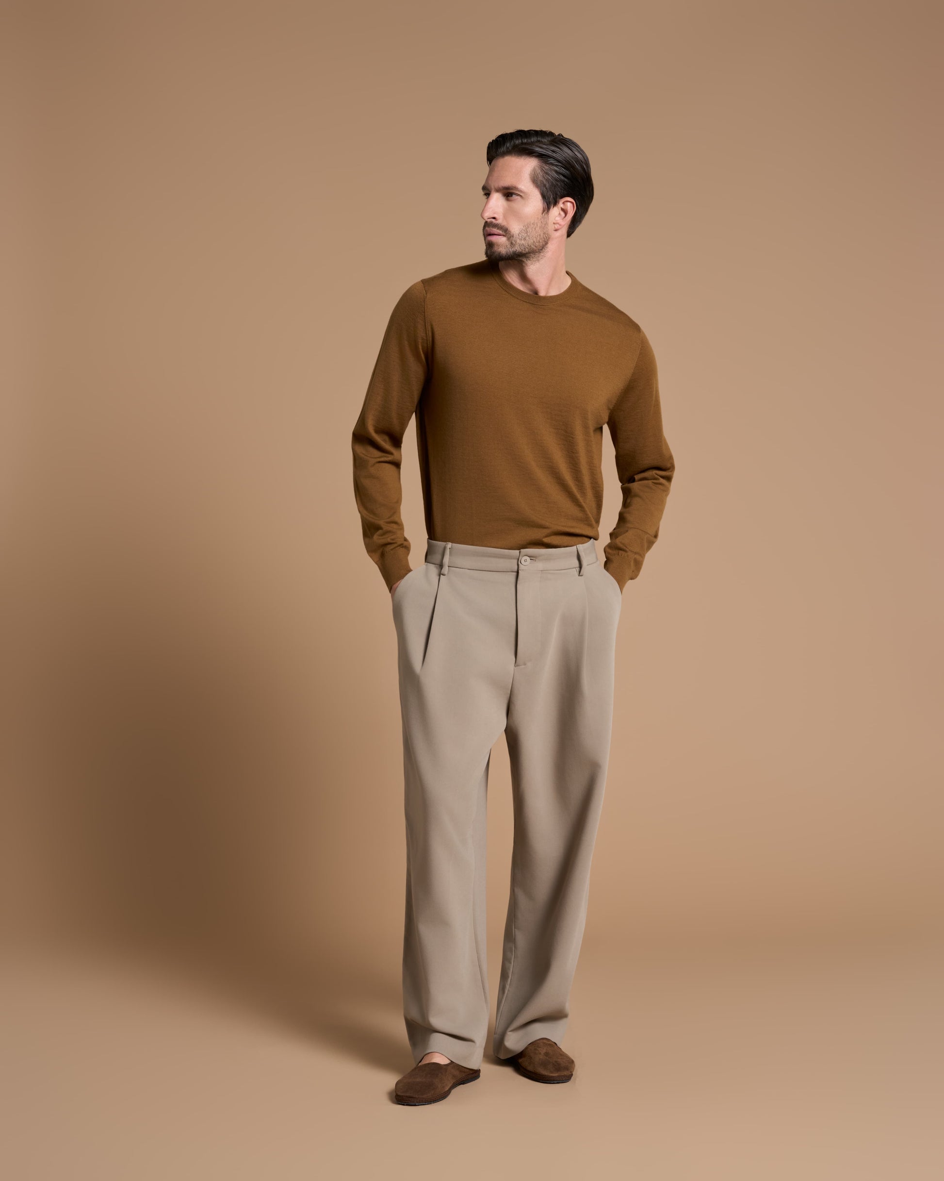 SWEATSHIRT CIRCLE NECK TOBACCO