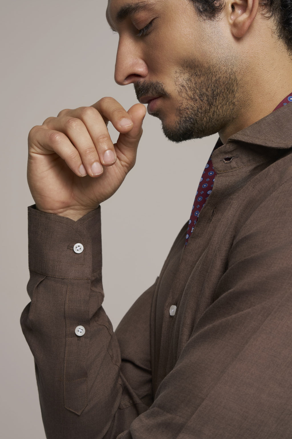 LINEN SHIRT COFFEE BROWN