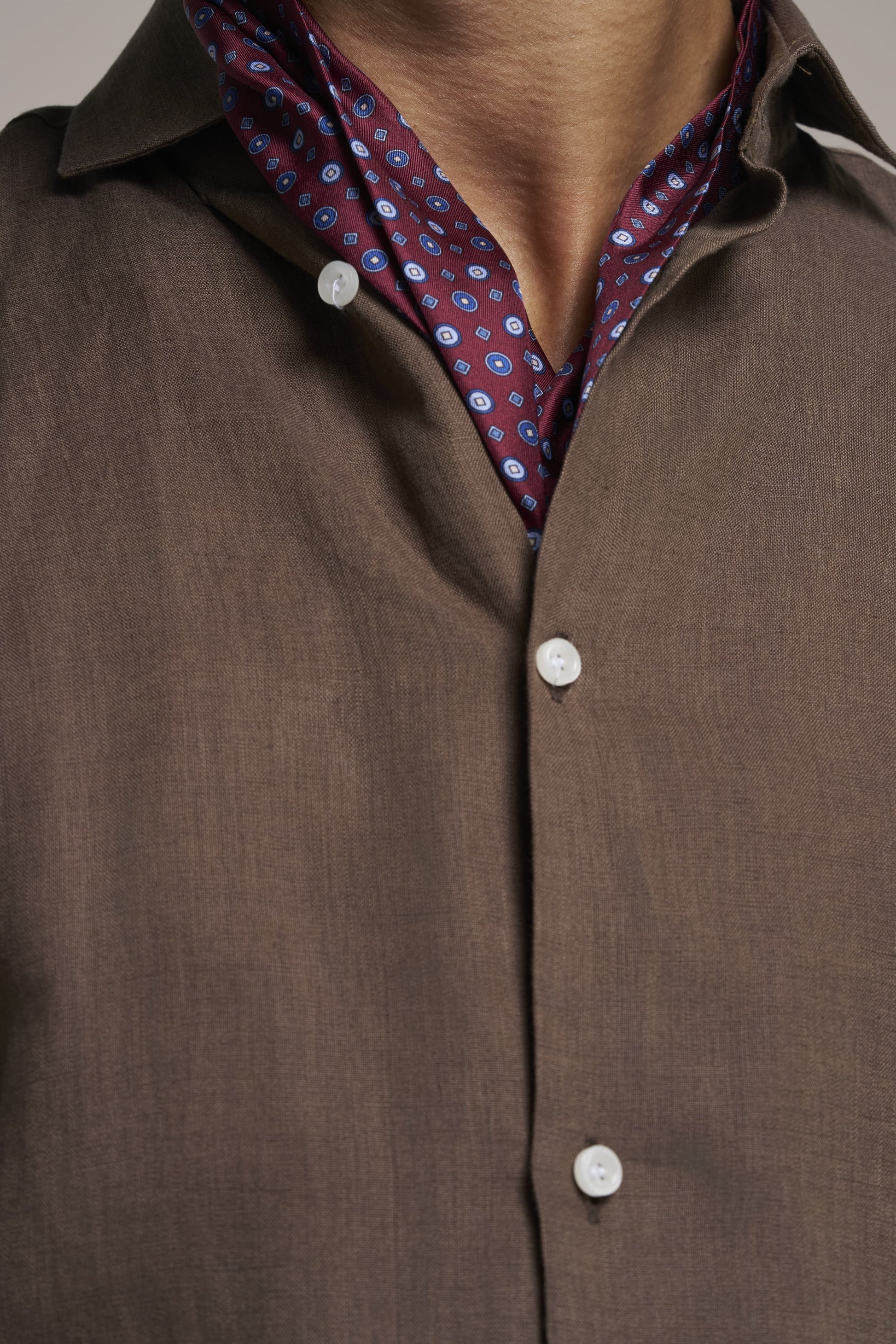 LINEN SHIRT COFFEE BROWN