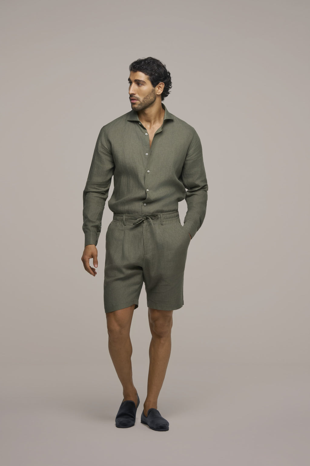 BERMUDA LINEN OLIVE GREEN