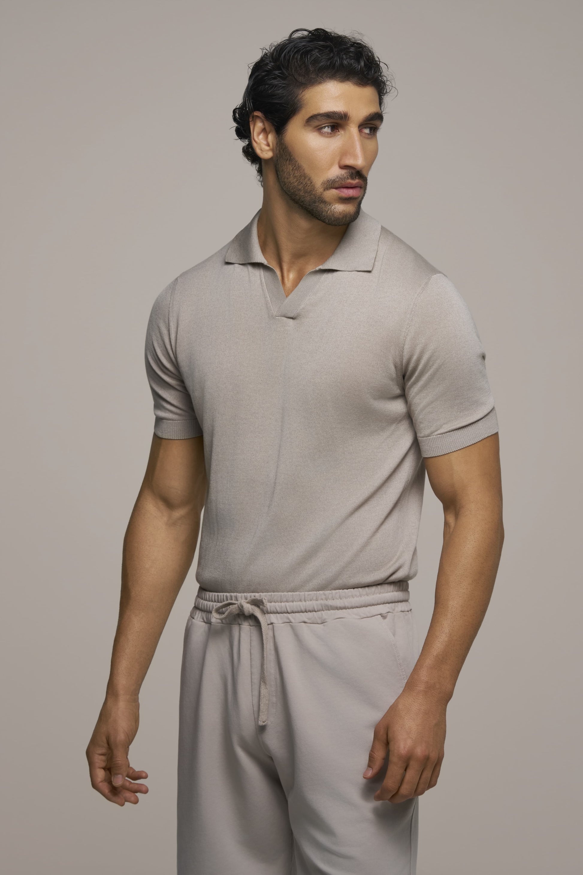 POLO NO BUTTON STONE LIGHT GREY
