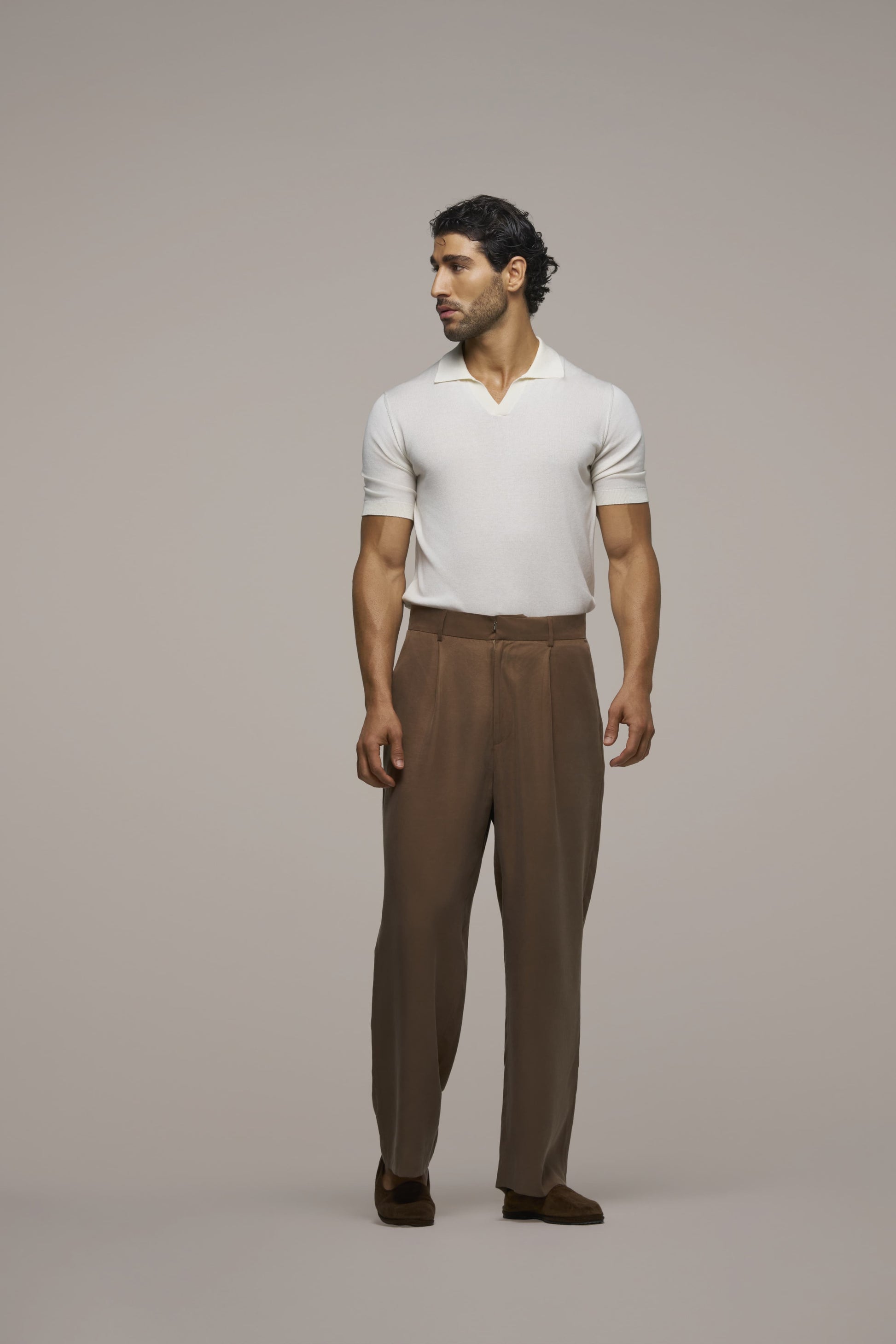 POLO NO BUTTON STONE WHITE CREAM