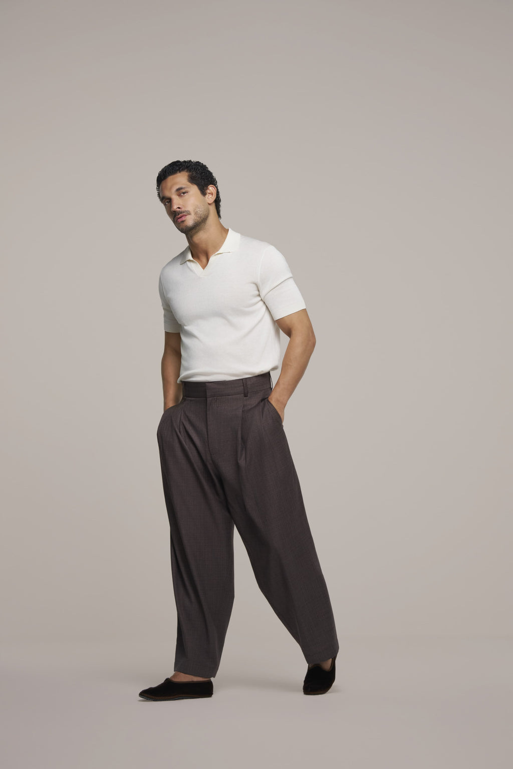 POLO NO BUTTON STONE WHITE CREAM