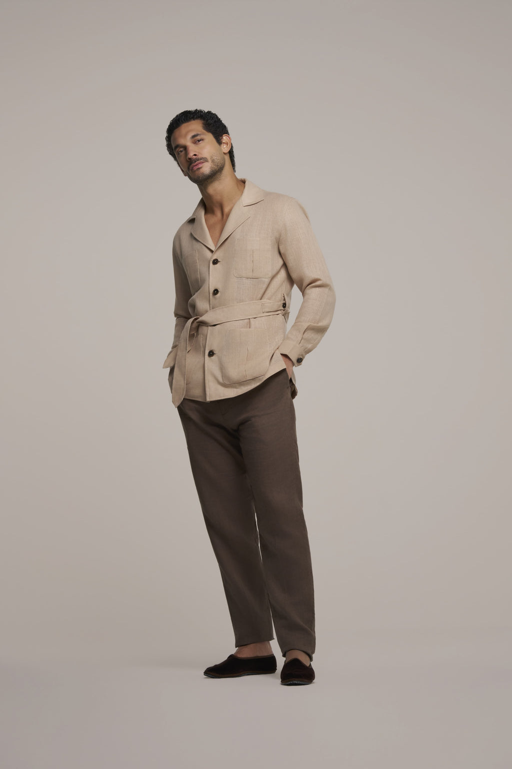 SAFARI JACKET SOFT SAND IN LINEN