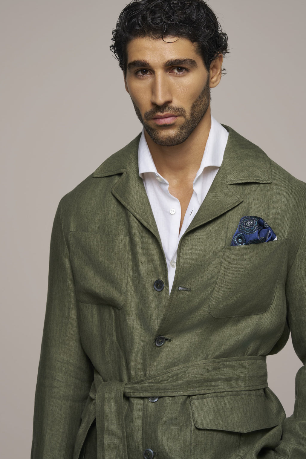 SAFARI JACKET LINEN OLIVE GREEN